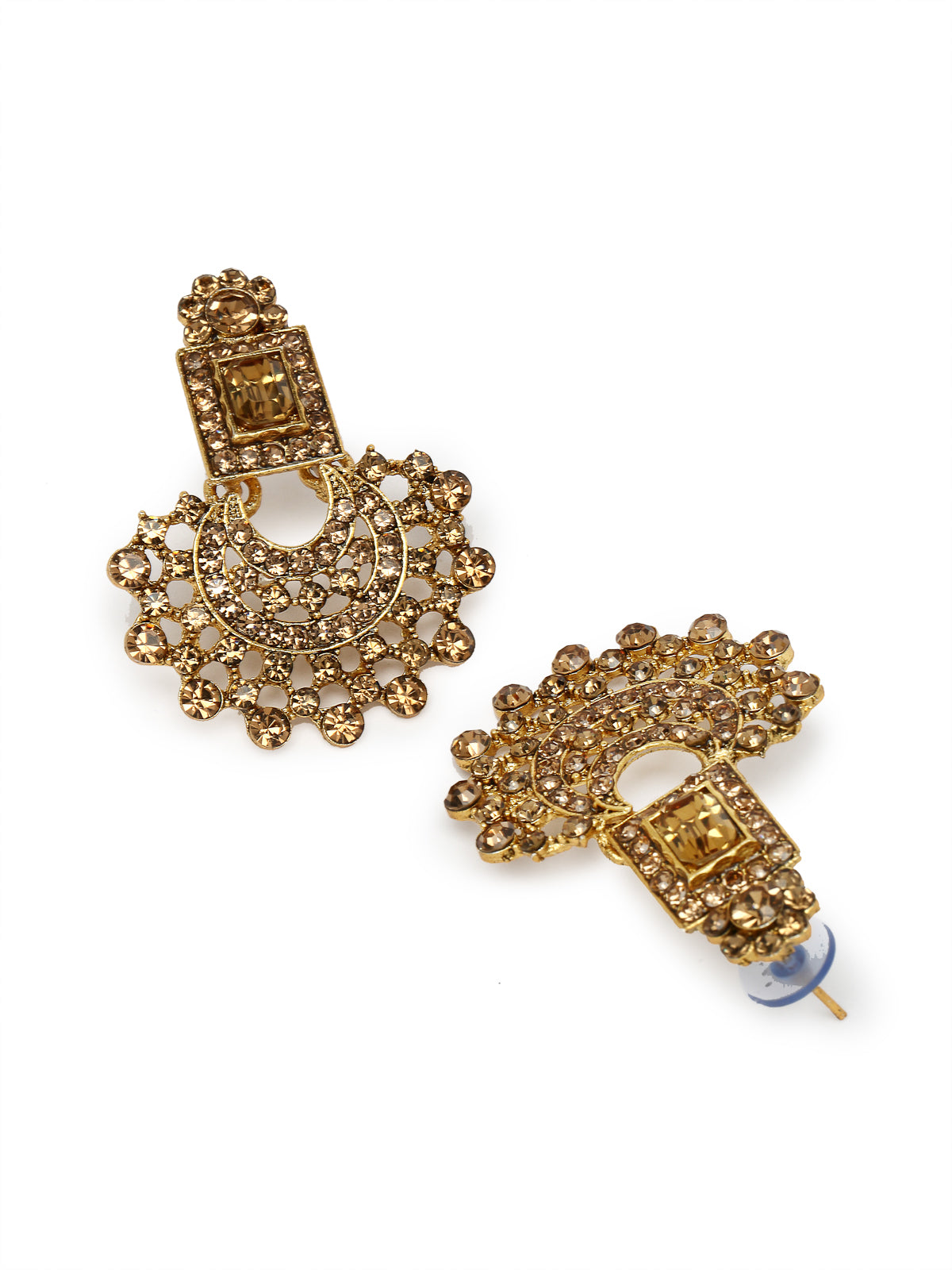 Sukkhi Graceful Curve Shaped Gold Plated Golden AD Stone Choker Necklace Set With Earring And Maangtika | Jewellery Set For Women (NS105644)