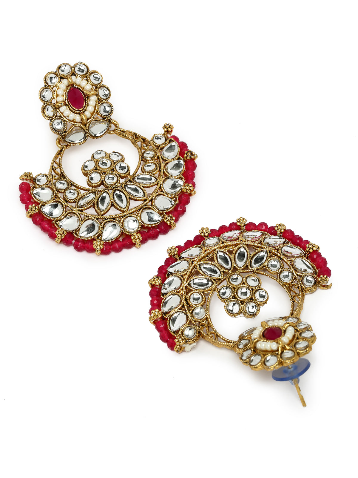 Sukkhi Sophisticated Traditional Looked Rani Pink Stone Choker Necklace Set With Chandbali Earring And Mangtikka | Jewellery For Women (NS105649)