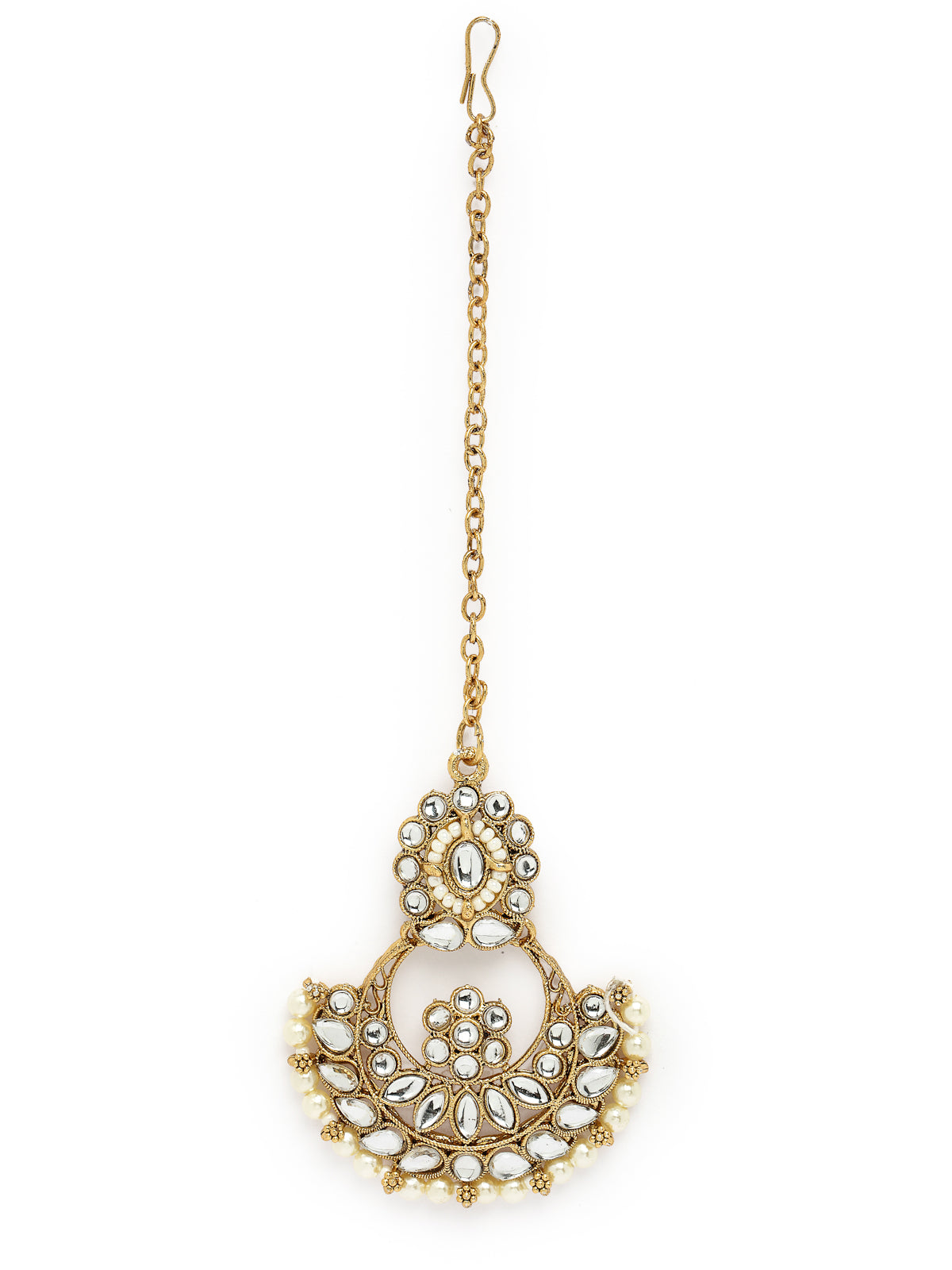 Sukkhi Sophisticated Traditional Looked White Stone Choker Necklace Set With Chandbali Earring And Mangtikka | Jewellery For Women (NS105651)