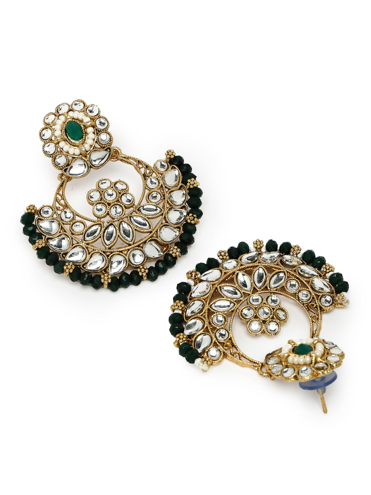 Sukkhi Sophisticated Traditional Looked Green Stone Choker Necklace Set With Chandbali Earring And Mangtikka | Jewellery For Women (NS105652)