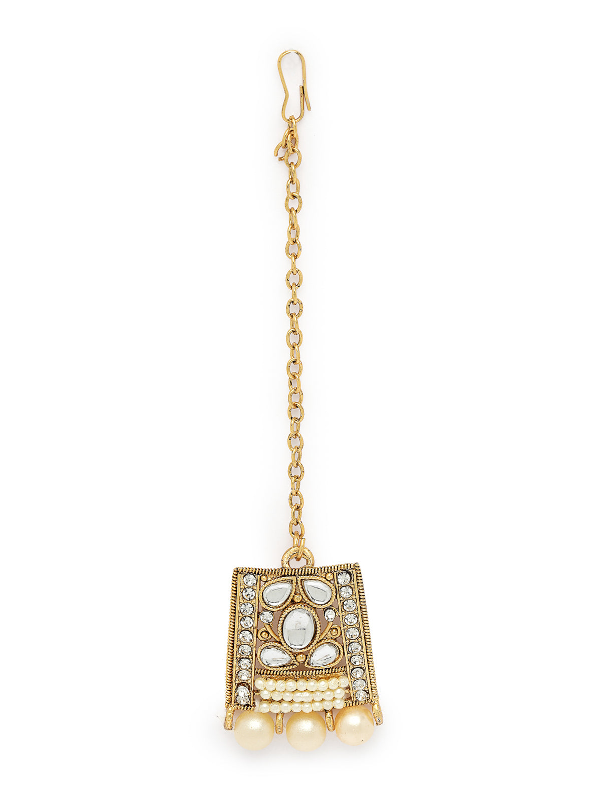 Sukkhi Adorable Unique Stylish White Stone With Pearls Choker Necklace Set With Earring And Maangtika | Jewellery Set For Women (NS105654)