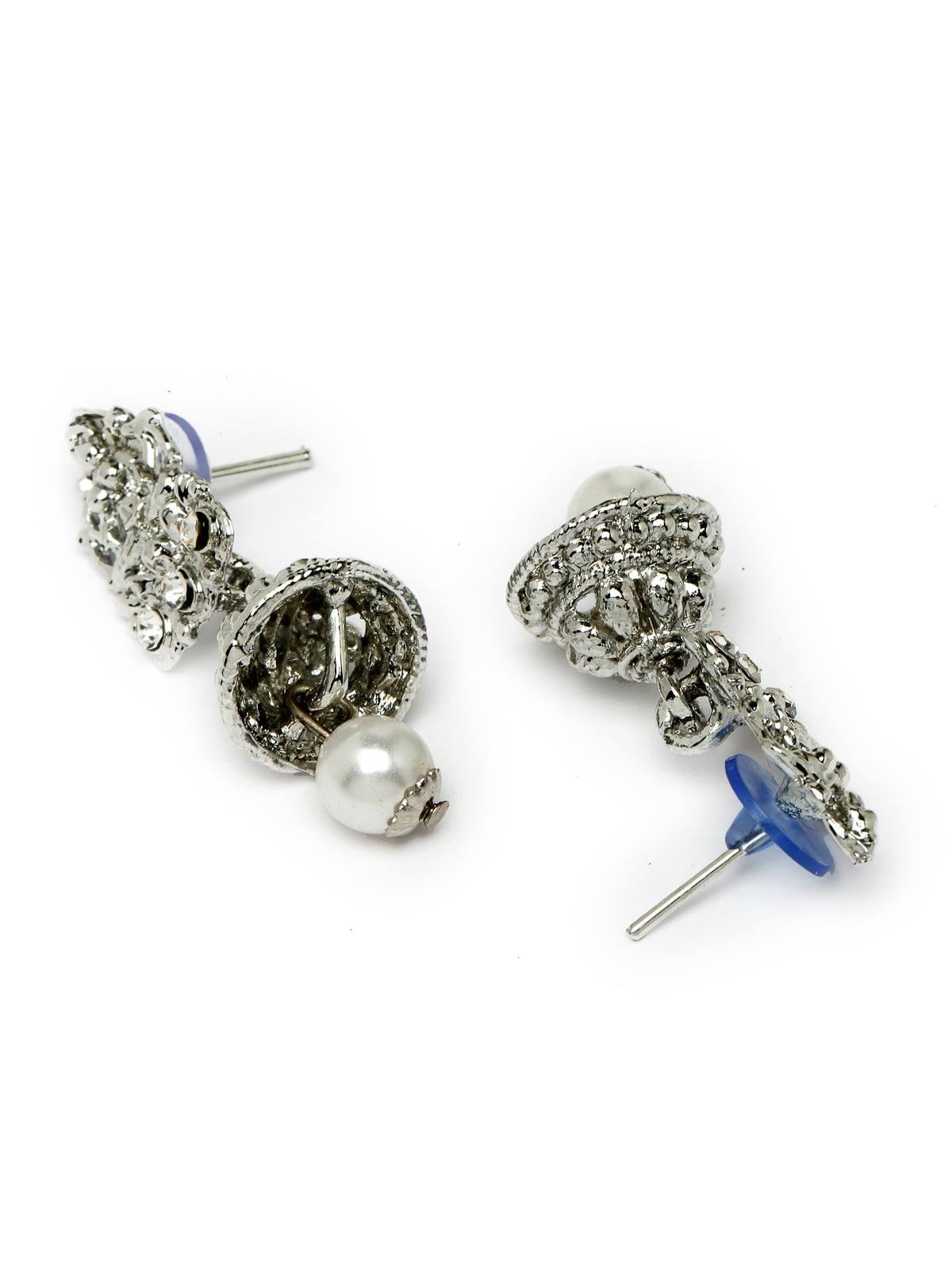 Sukkhi Adjustable Rhodium Plated Silver AD Stones Long Temple Necklace Set with Jhumki Earring | Jewellery Set For Women (NS105659)