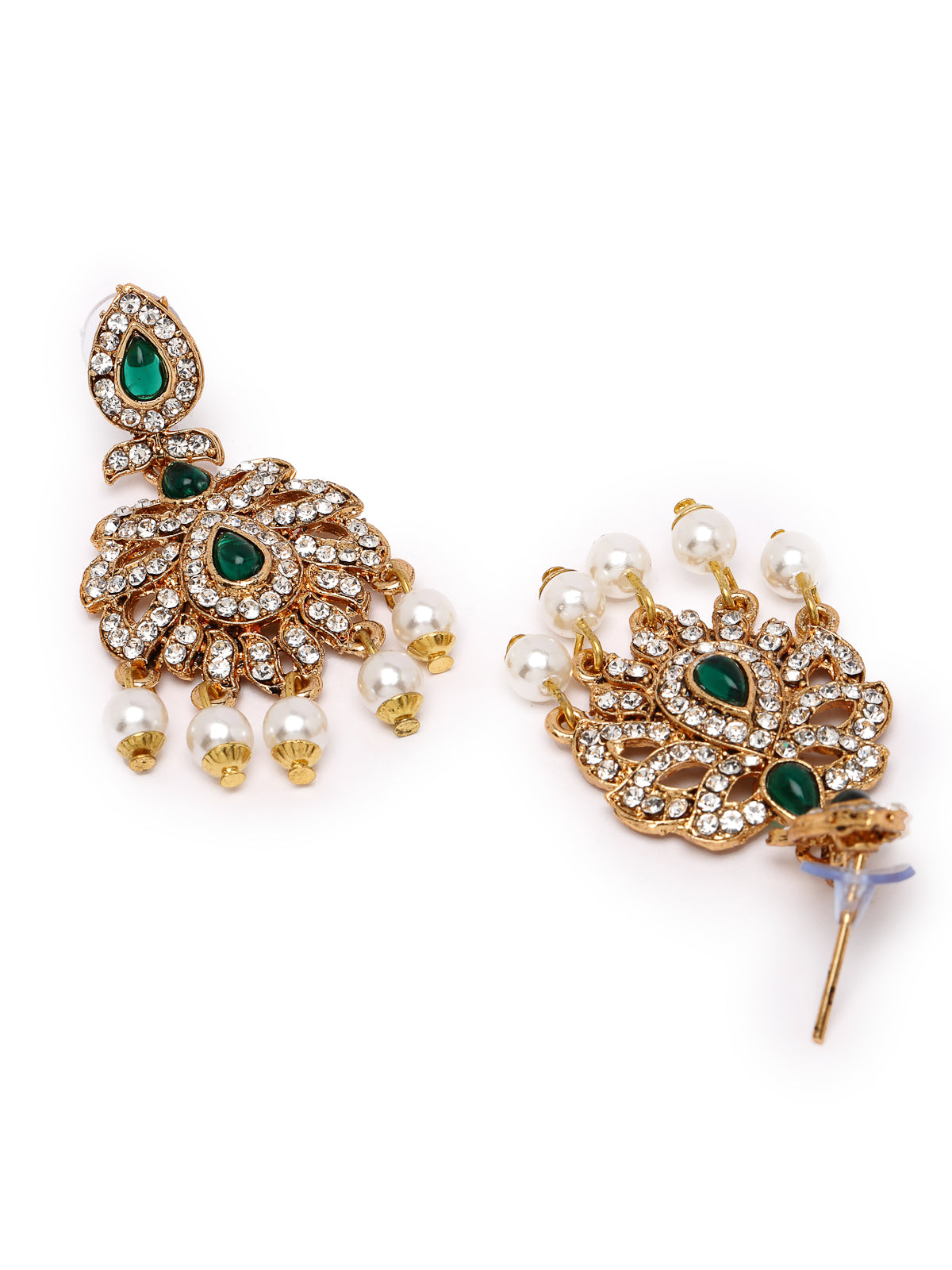 Sukkhi Dramatic Gold Plated AD Stone Collar Bone Necklace Set And Earring | Jewellery Set For Women (NS105660)