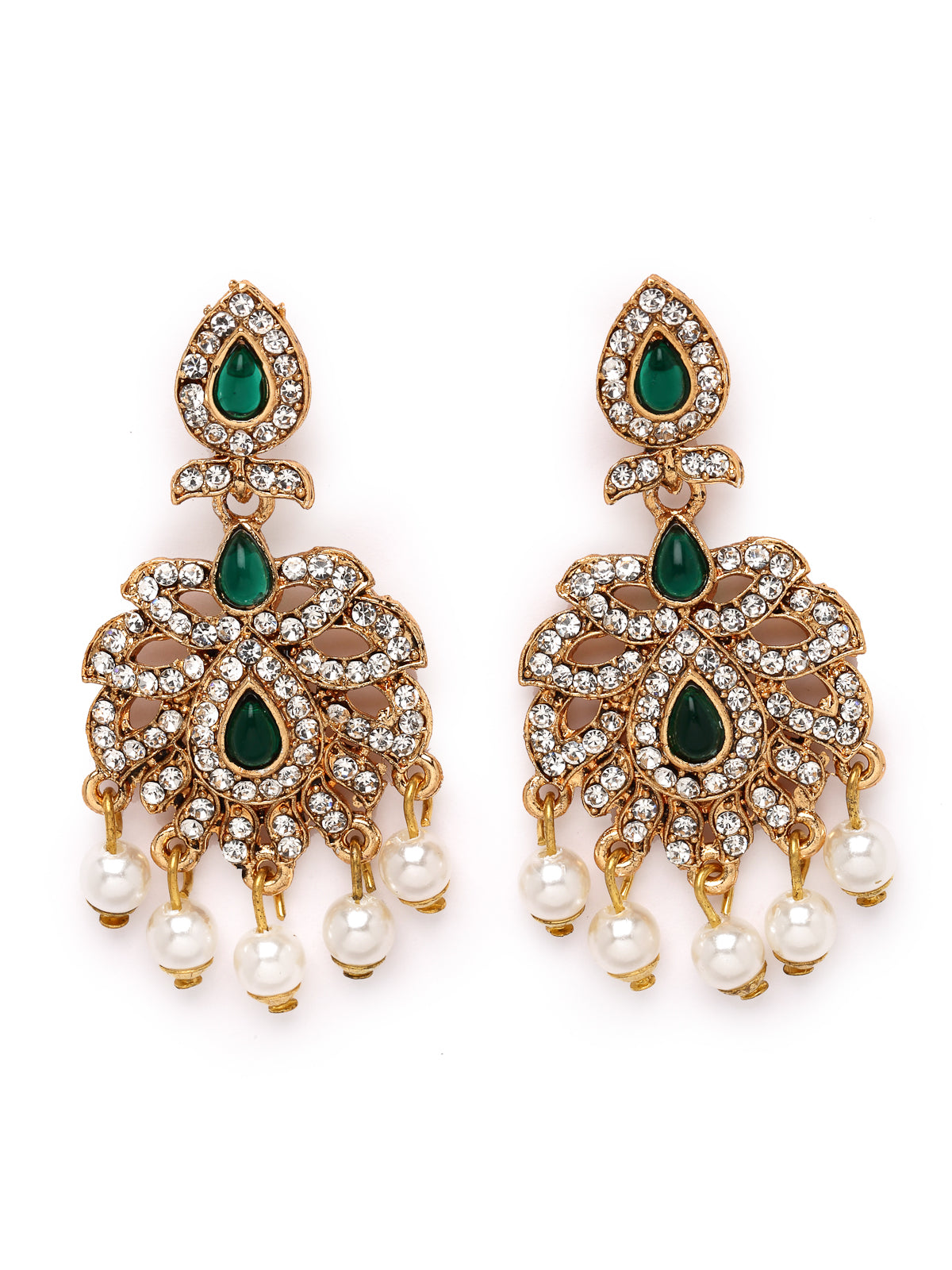 Sukkhi Dramatic Gold Plated AD Stone Collar Bone Necklace Set And Earring | Jewellery Set For Women (NS105660)