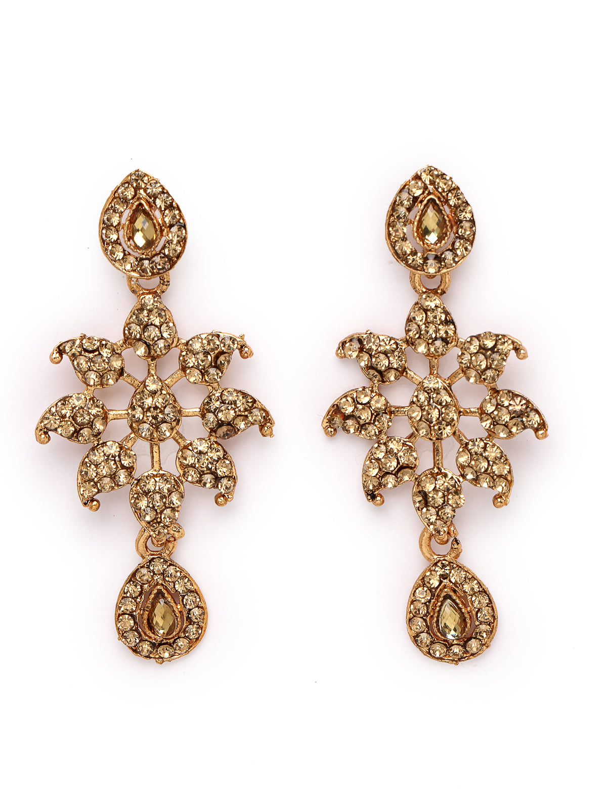 Sukkhi Smashing Gold Plated AD Stone Collar Bone Necklace Set And Earring | Jewellery Set For Women (NS105662)