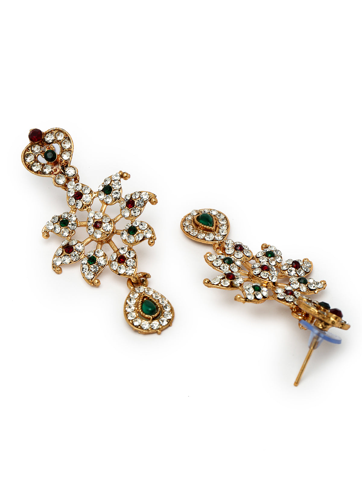 Sukkhi Multicolor Gold Plated Multicolor AD Stone Collar Bone Necklace Set And Earring | Jewellery Set For Women (NS105663)