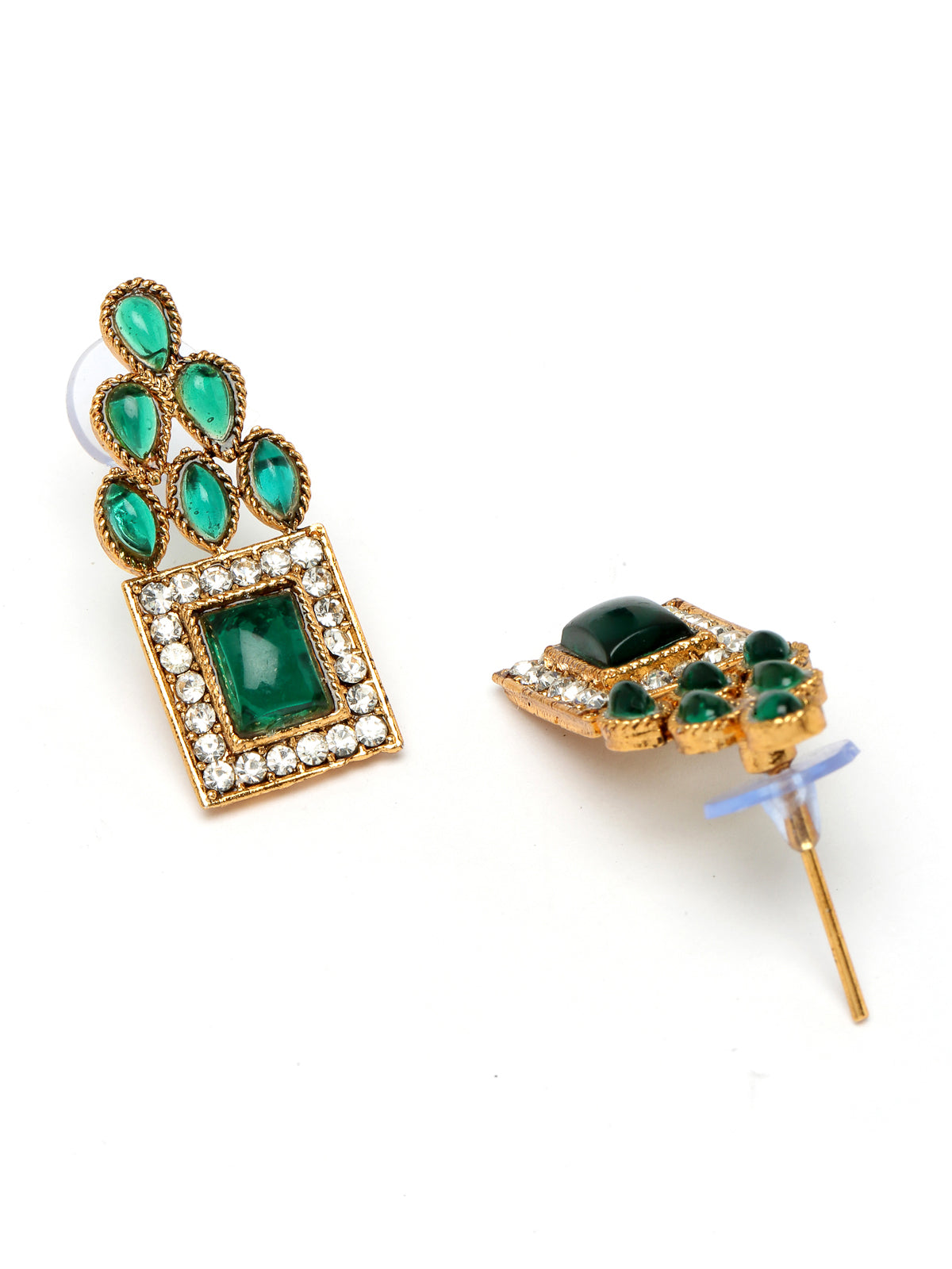 Sukkhi Sparkling Gold Plated Green AD Stone Collar Bone Necklace Set And Earring | Jewellery Set For Women (NS105664)
