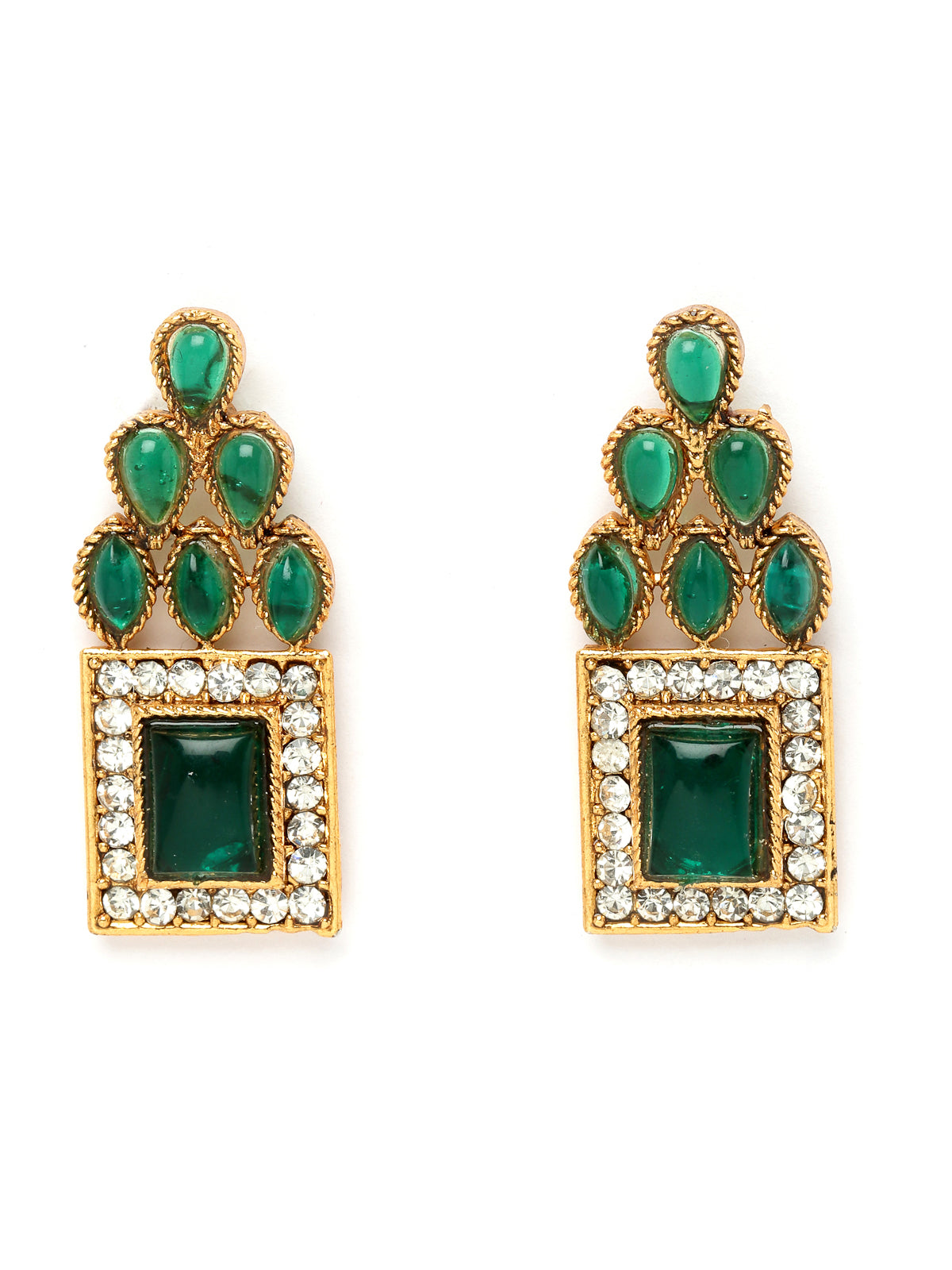 Sukkhi Sparkling Gold Plated Green AD Stone Collar Bone Necklace Set And Earring | Jewellery Set For Women (NS105664)
