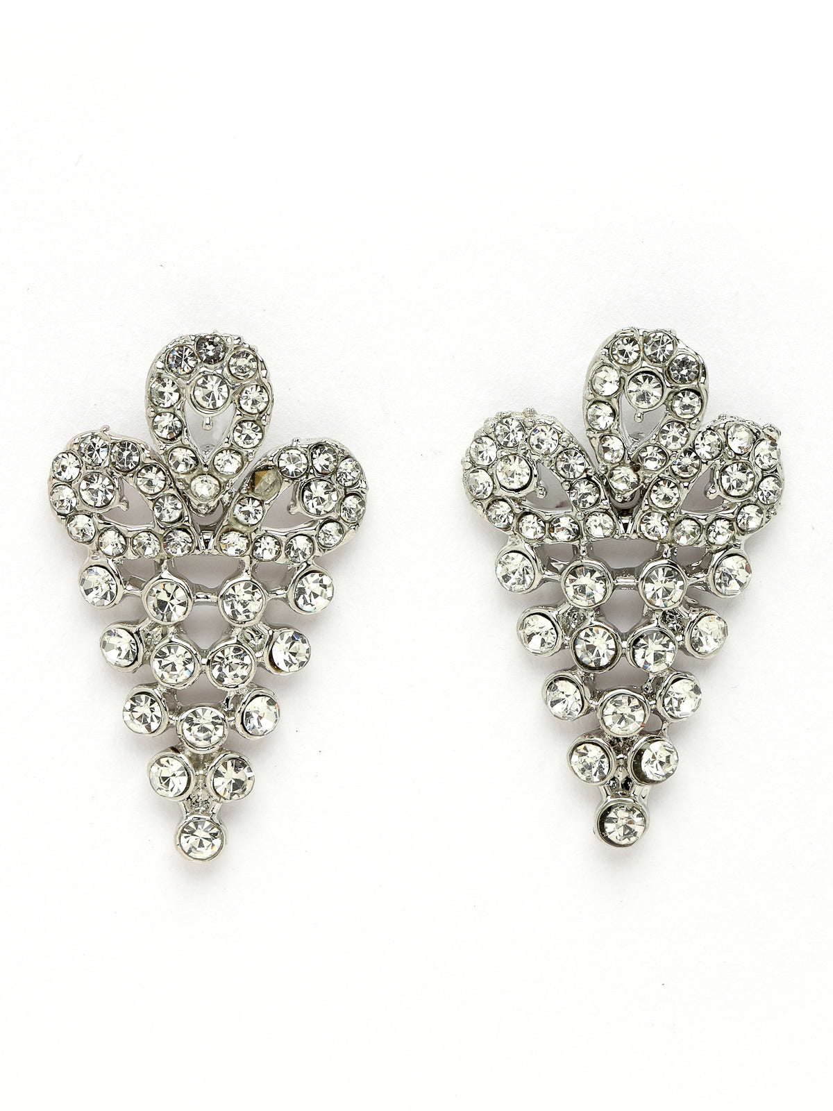 Sukkhi Fanciable Rhodium Plated Silver AD White Stone Collar Bone Necklace Set With Earring And Maangtika | Jewellery Set For Women (NS105666)