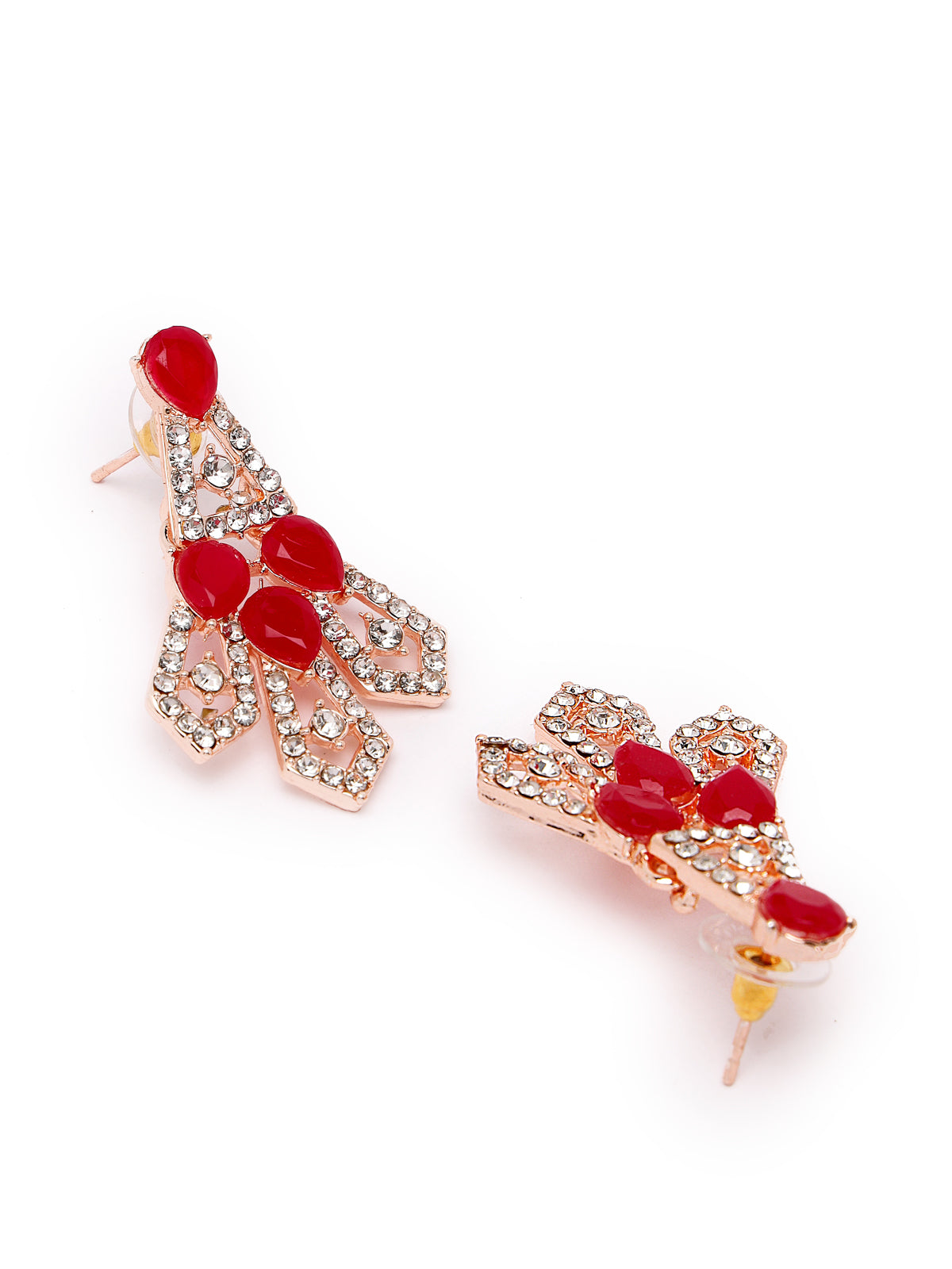 Sukkhi Admirable Fashionable AD Red Stones Collar Bone Necklace Set With Earring And Maangtika | Jewellery Set For Women (NS105675)