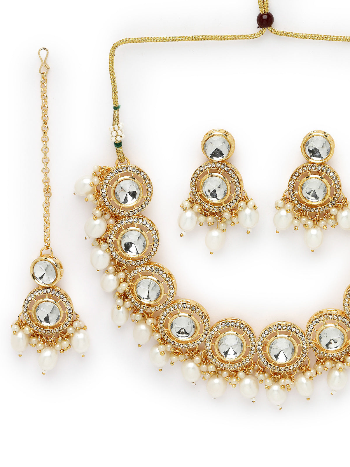 Sukkhi Favourite Gold-Plated With AD White Stones Collar Bone Necklace Set With Stylish Earrings | Jewellery Set For Women (NS105676)