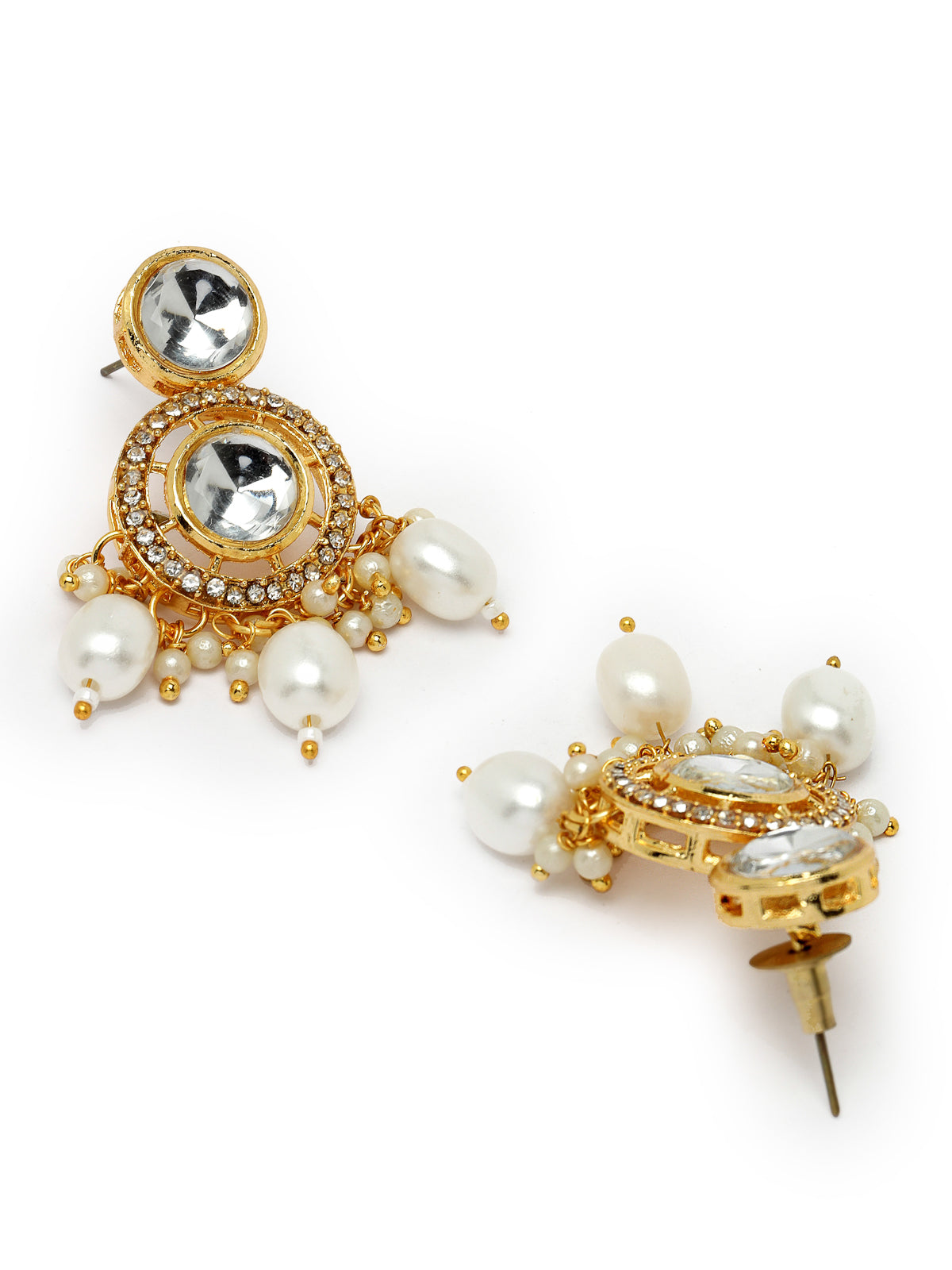 Sukkhi Favourite Gold-Plated With AD White Stones Collar Bone Necklace Set With Stylish Earrings | Jewellery Set For Women (NS105676)
