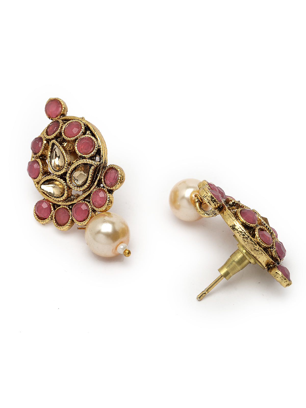 Sukkhi Eye-Catching Pink Stone Multistring Long Necklace Set And Earring | Jewellery Set For Women (NS105679)