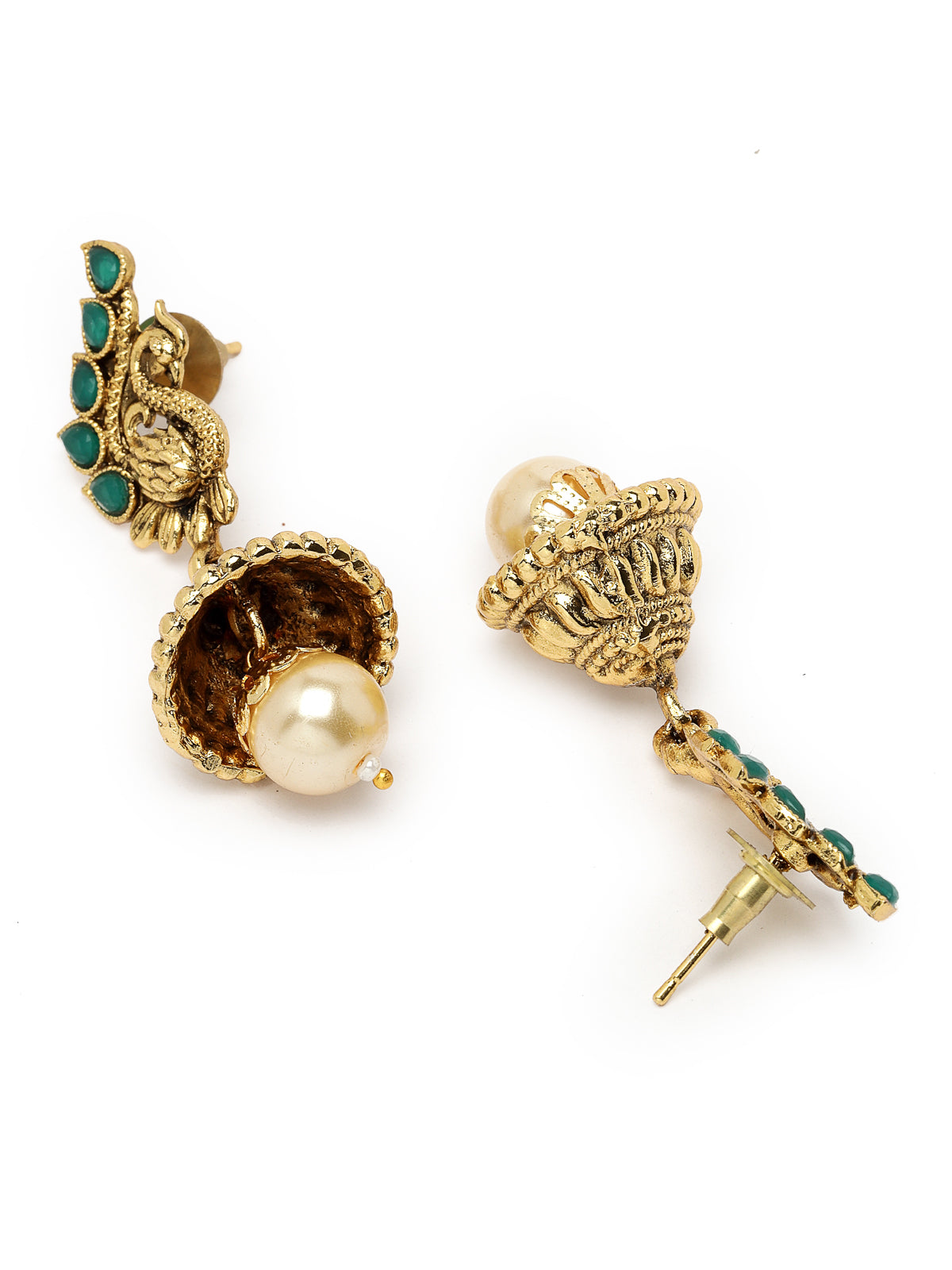 Sukkhi Eye-Catching Green Stone Multistring Long Necklace Set And Earring | Jewellery Set For Women (NS105681)