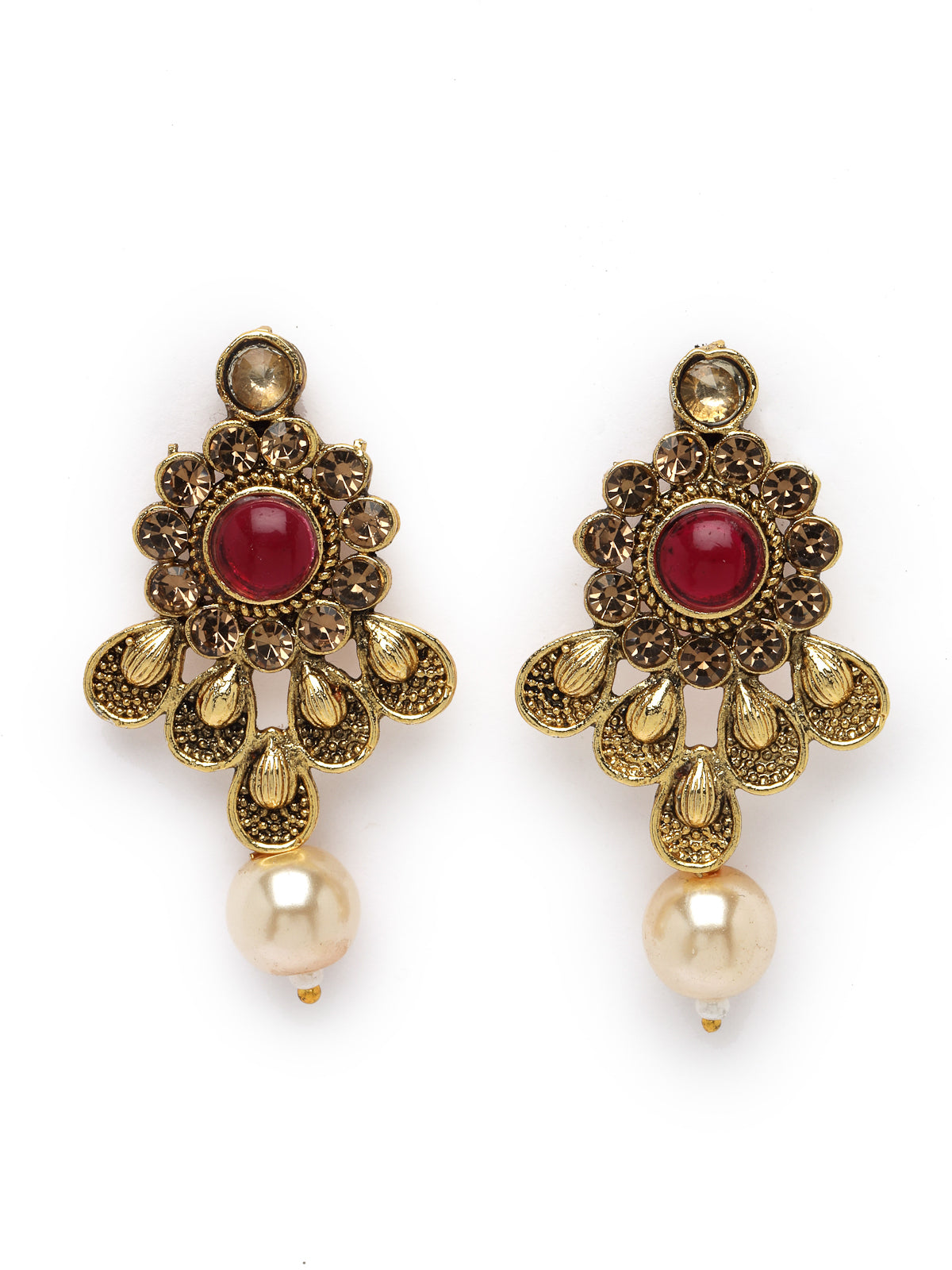 Sukkhi Eye-Catching Green Red Stone Multistring Long Necklace Set And Earring | Jewellery Set For Women (NS105683)