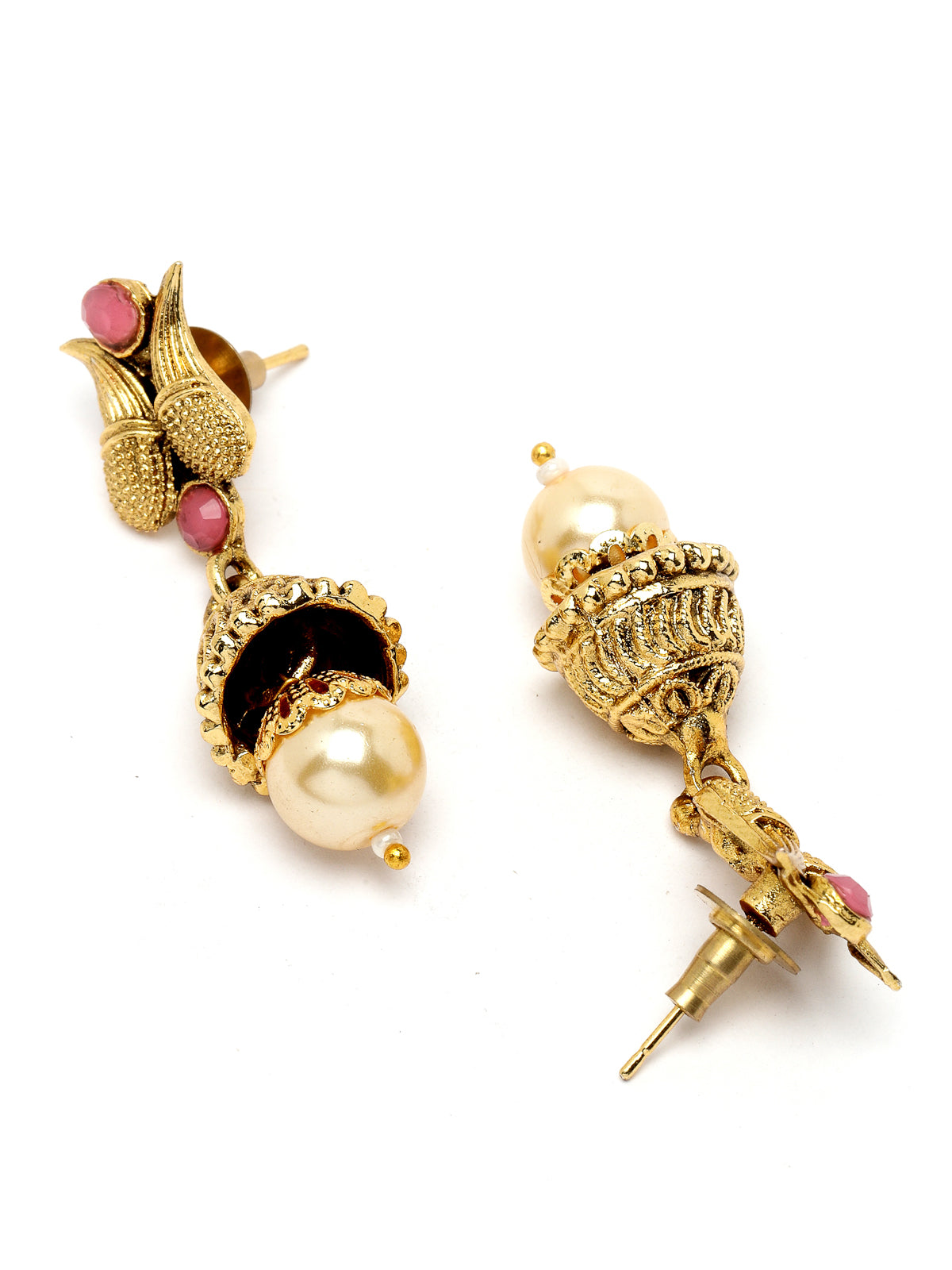 Sukkhi Eye-Catching Pink Gold Stone Multistring Long Necklace Set And Earring | Jewellery Set For Women (NS105686)