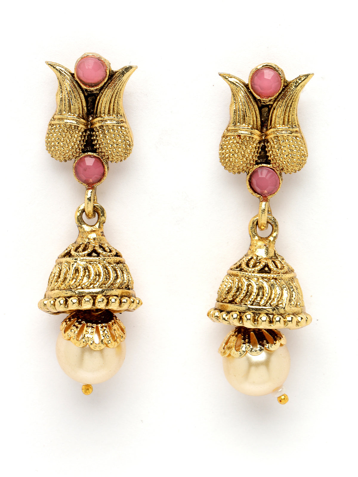 Sukkhi Eye-Catching Pink Gold Stone Multistring Long Necklace Set And Earring | Jewellery Set For Women (NS105686)