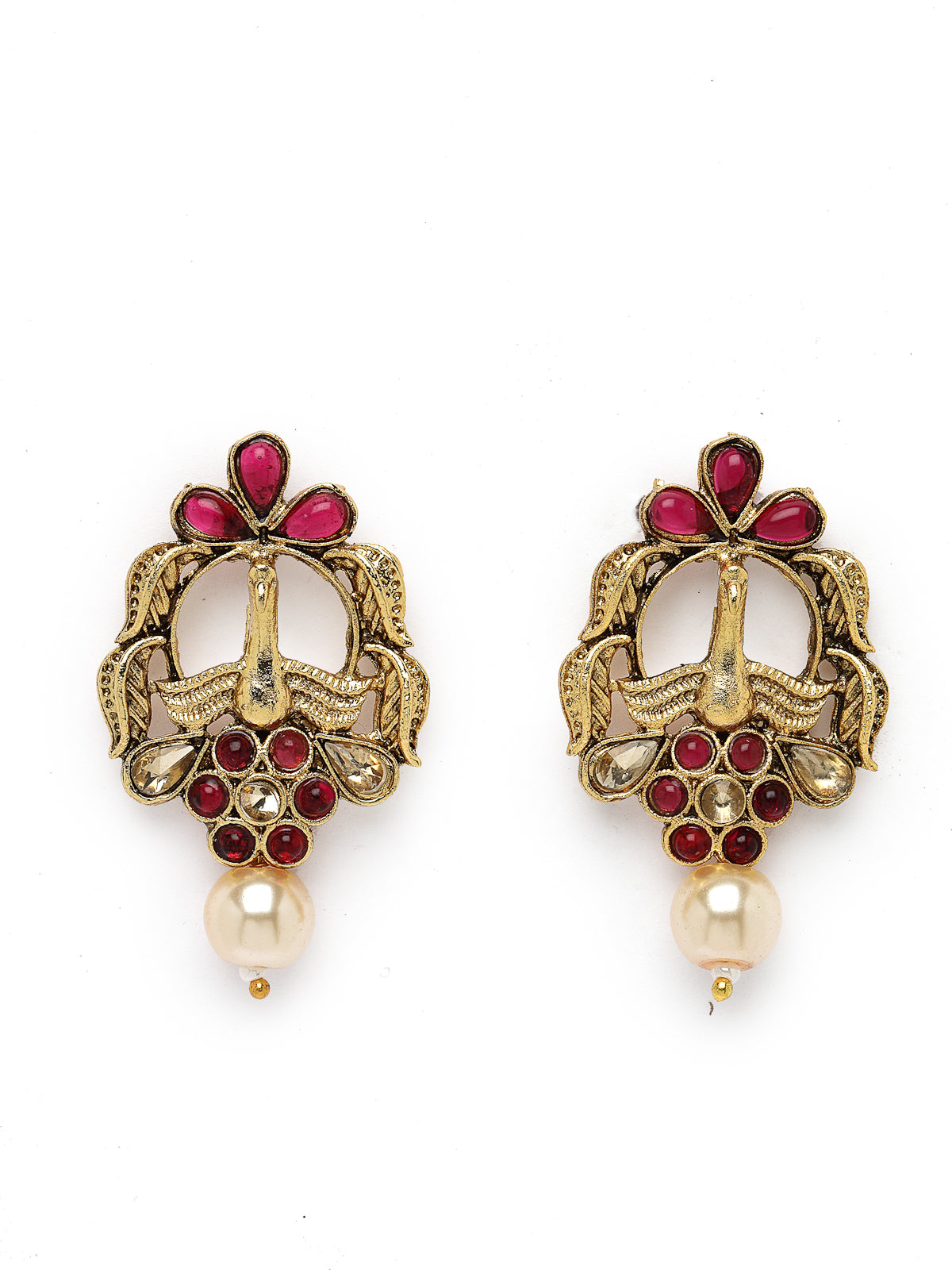 Sukkhi Indian Style Red Stones Multistring Long Necklace Set And Earring | Jewellery Set For Women (NS105687)