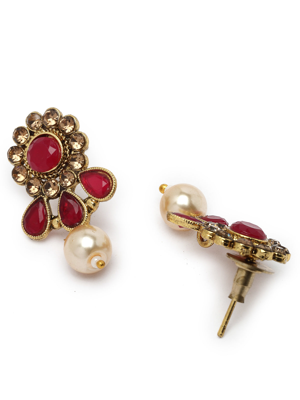 Sukkhi Eye-Catching Maroon Stone Multistring Long Necklace Set And Earring | Jewellery Set For Women (NS105688)