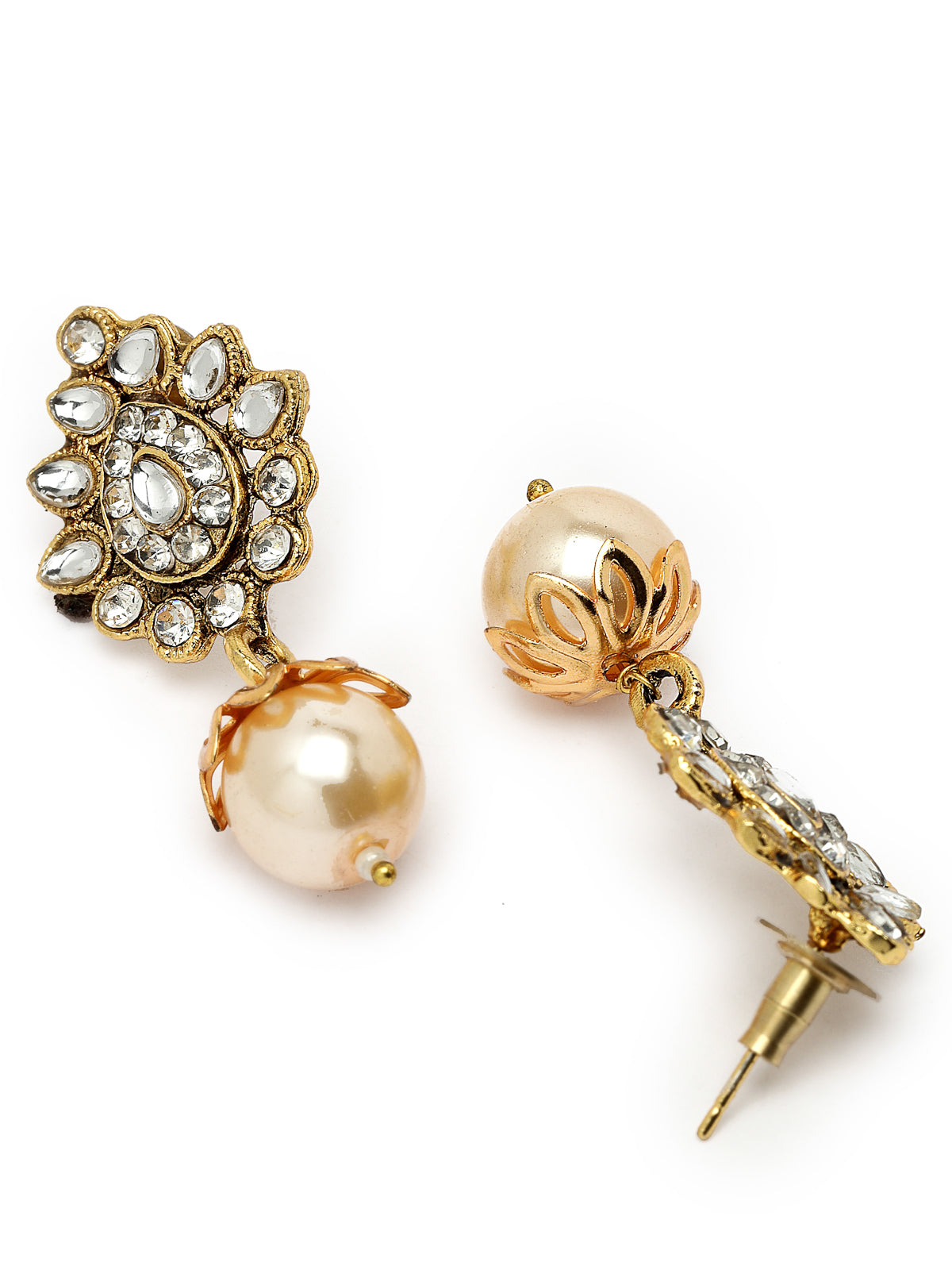 Sukkhi Eye-Catching White Stone Multistring Long Necklace Set And Earring | Jewellery Set For Women (NS105690)