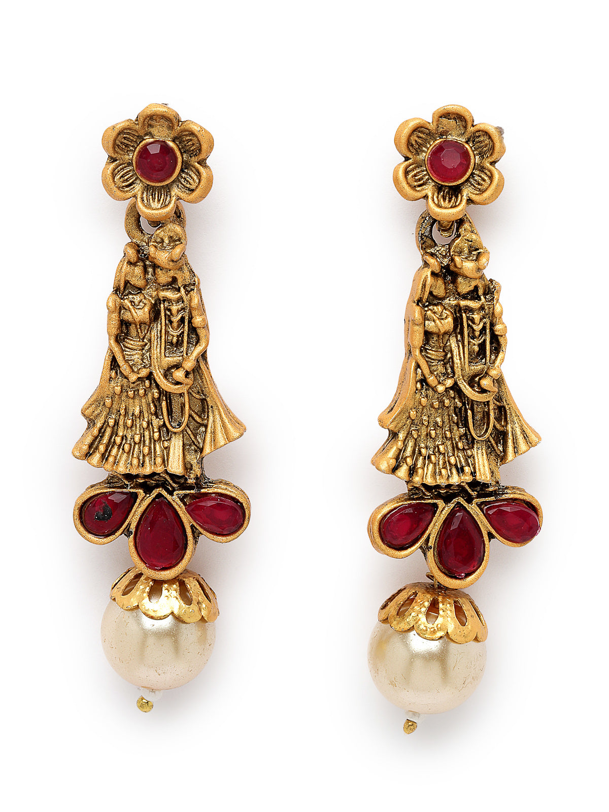 Sukkhi Distinguished Temple Gold Plated Rani Pink Stone Choker Necklace Set With Earring | Jewellery Set For Women (NS105692)