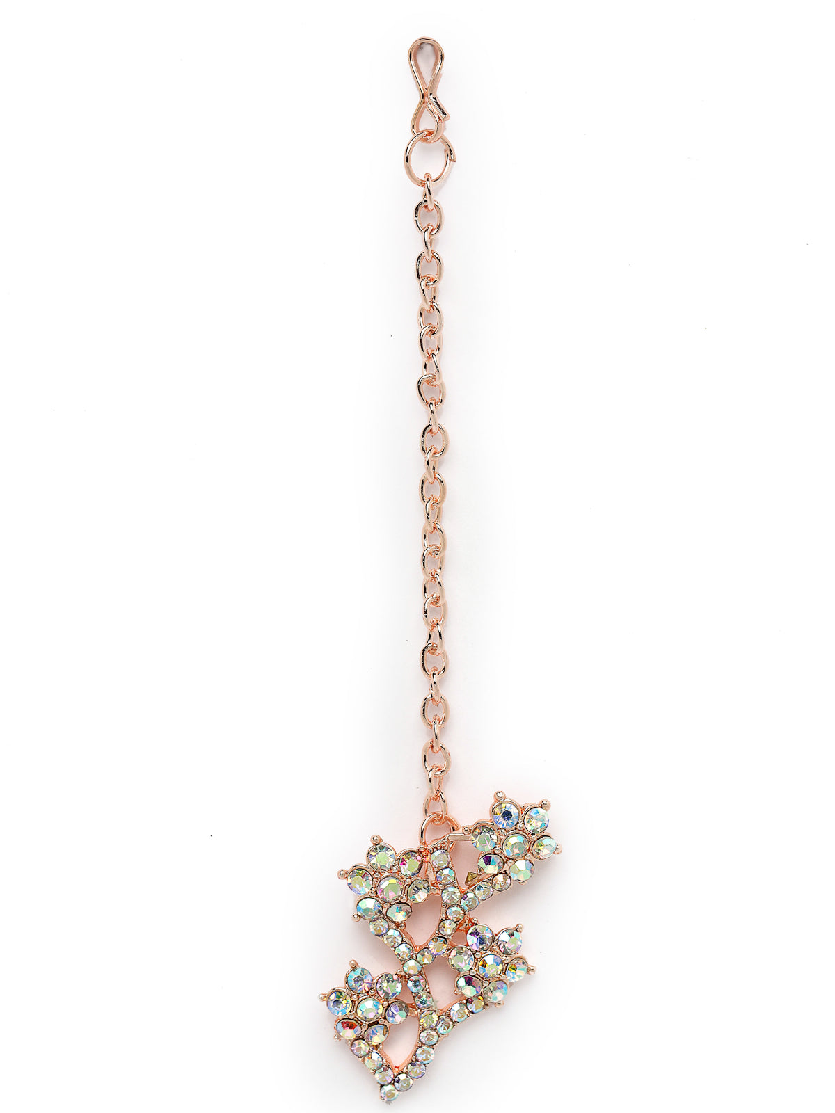 Sukkhi Summer-Ready Rose Gold Plated Rainbow Stones Collar Bone Necklace Set With Earring And Maangtika | Jewellery Set For Women (NS105695)
