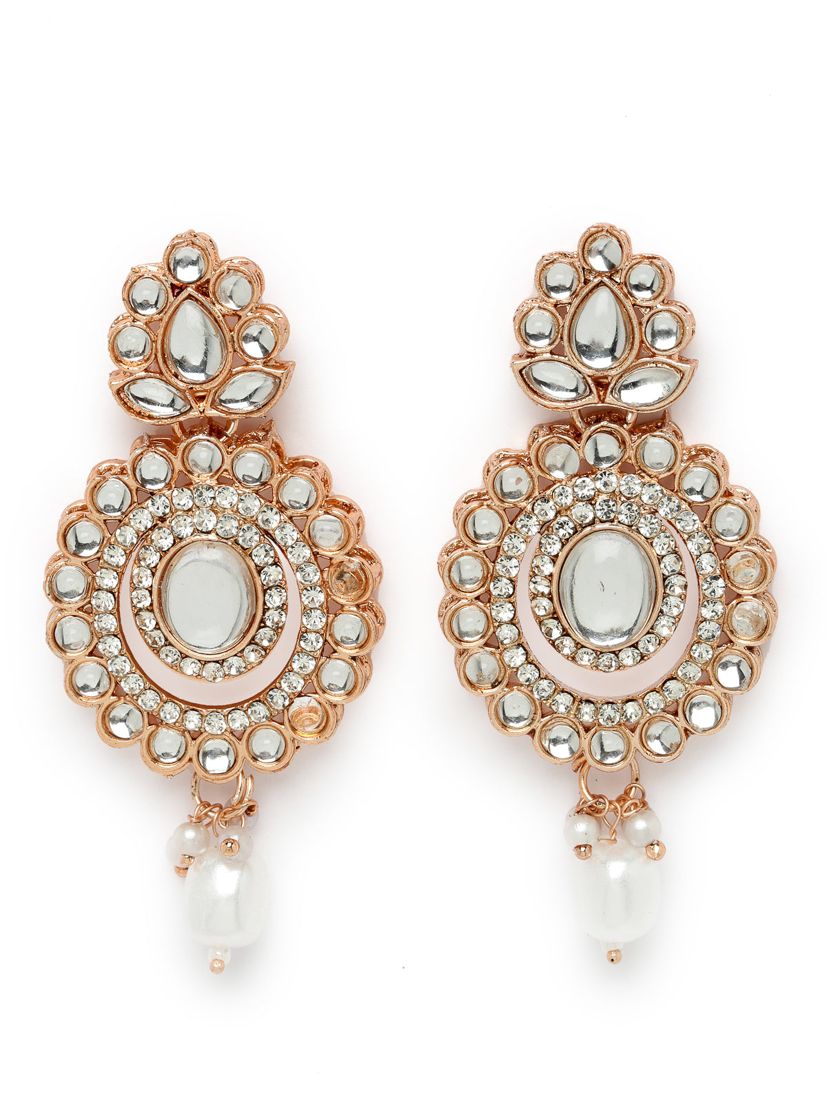 Sukkhi Traditional Gold Plated AD Stone Collar Bone Necklace Set With Earring And Maangtika | Jewellery Set For Women (NS105700)