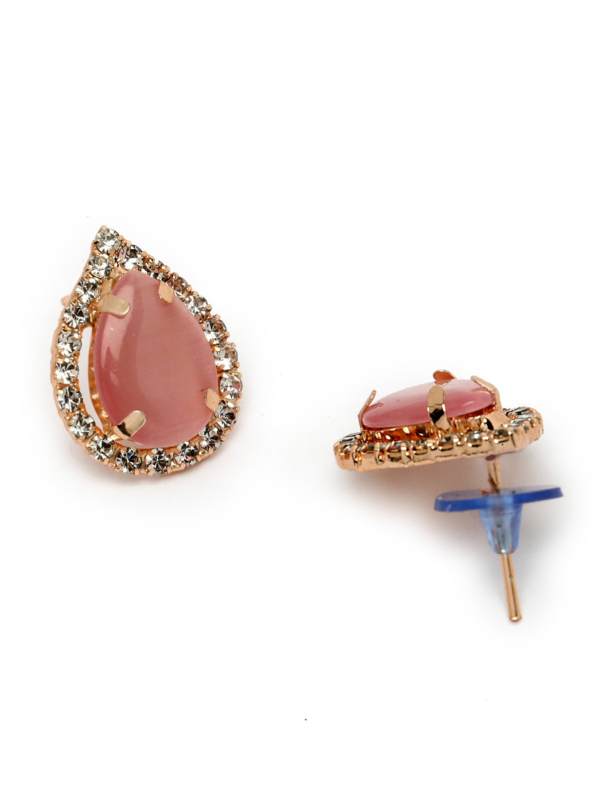 Sukkhi Elaborate Gold-Plated With AD Pink Stones Collar Bone Necklace Set With Drop Earrings | Jewellery Jewellery Set For Women (NS105705)