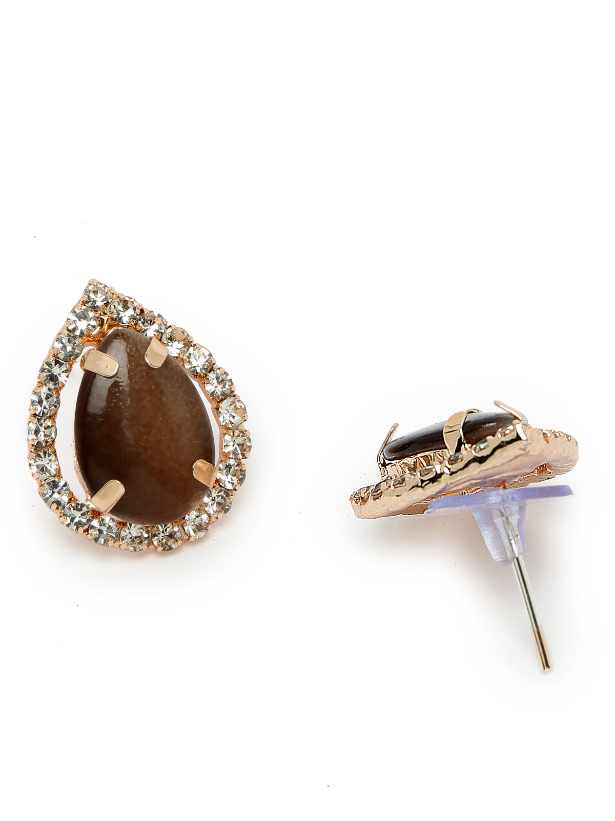 Sukkhi Elaborate Gold-Plated With AD Brown Stones Collar Bone Necklace Set With Drop Earrings | Jewellery Jewellery Set For Women (NS105706)