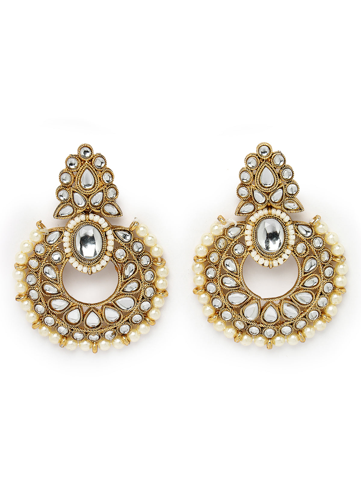 Sukkhi Indian Traditional Gold Plated White Stone & Beads Choker Necklace Set With Earring And Maangtika | Jewellery Set For Women (NS105709)