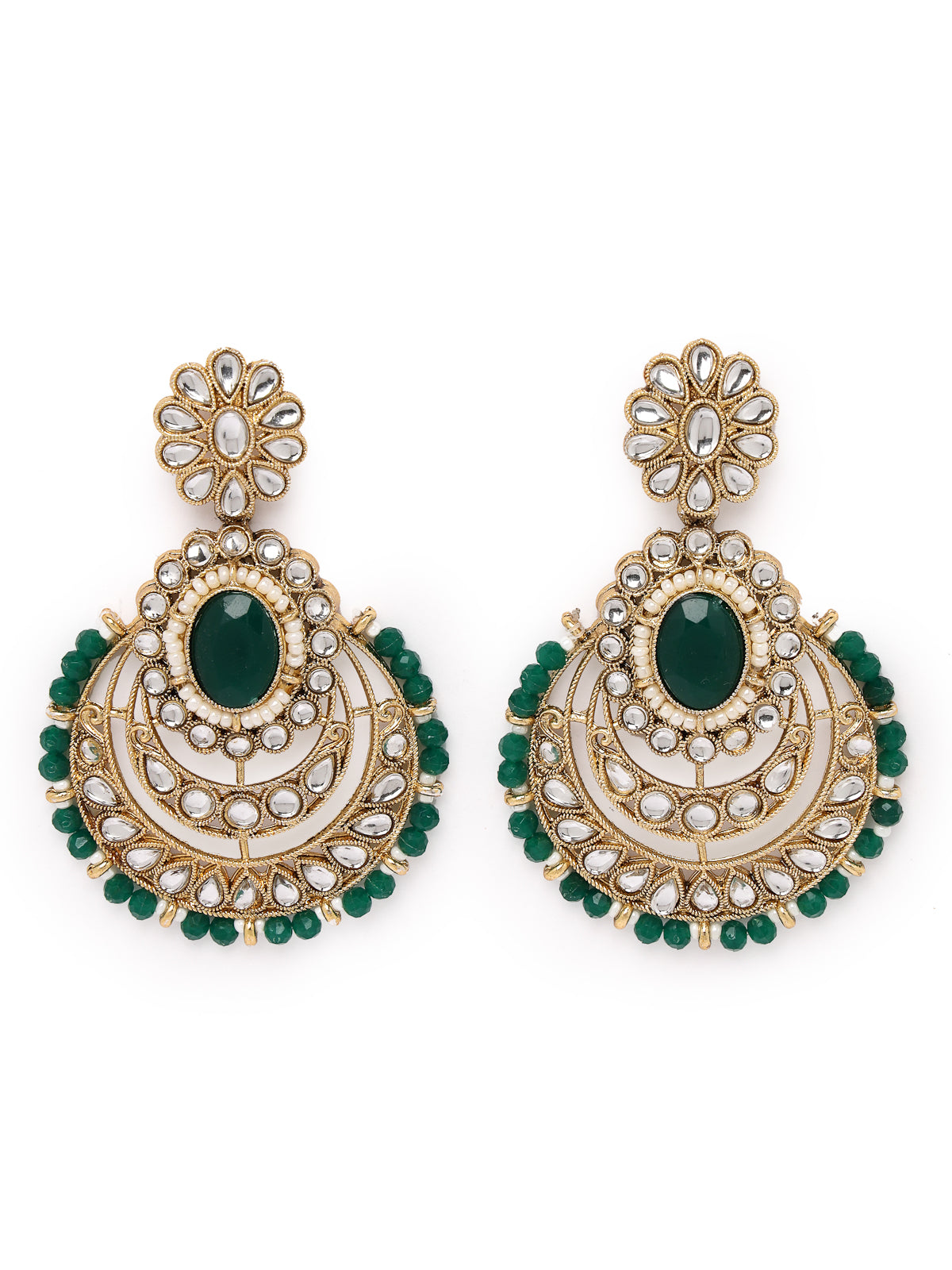 Sukkhi Indian Traditional Gold Plated Green Stone & Beads Choker Necklace Set With Earring And Maangtika | Jewellery Set For Women (NS105710)