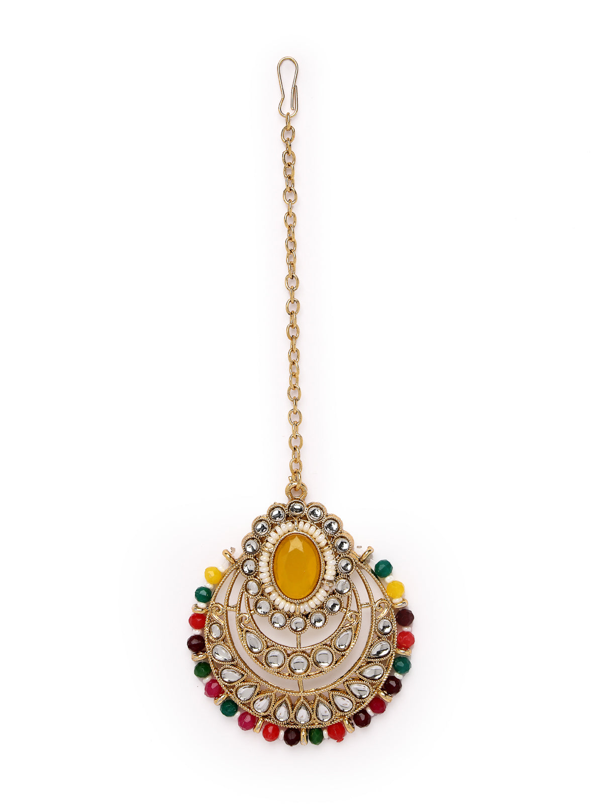 Sukkhi Indian Traditional Gold Plated Multicolor Stone & Beads Choker Necklace Set With Earring And Maangtika | Jewellery Set For Women (NS105711)