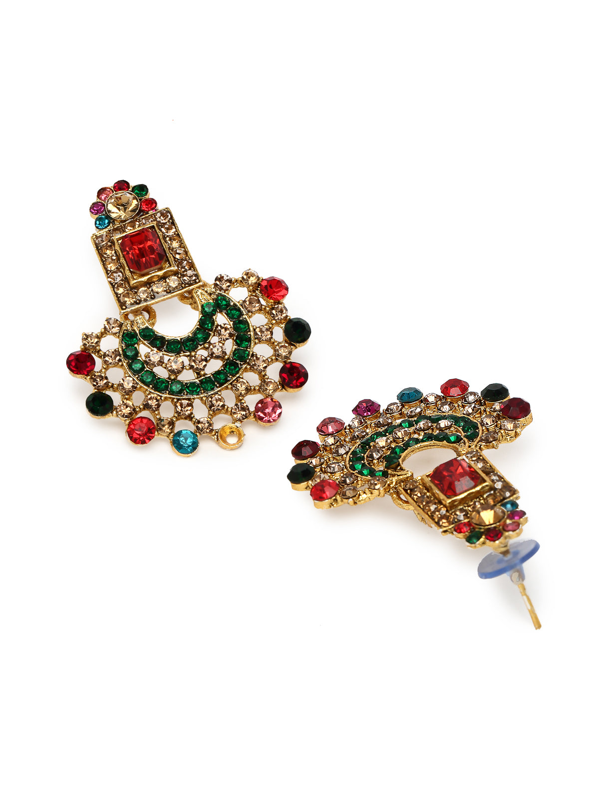 Sukkhi Graceful Curve Shaped Gold Plated Multicolor AD Stones Choker Necklace Set With Earring And Maangtika | Jewellery Set For Women (NS105721)