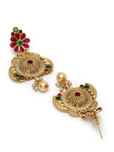 Sukkhi Heavenly Gold Plated Rani Haar Long Kundan Studded Multistring Necklace Set And Earring | Jewellery Set For Women (NS105727)