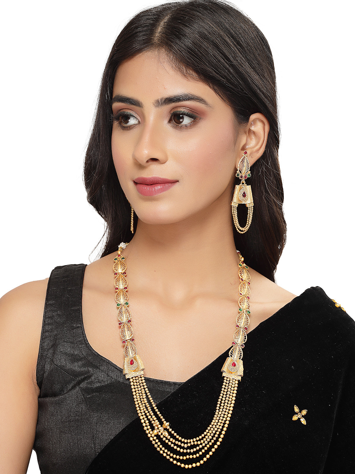 Sukkhi Intriguing Gold Plated Rani Haar Long Kundan Studded Matinee Necklace Set And Earring | Jewellery Set For Women (NS105731)
