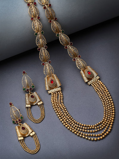 Sukkhi Intriguing Gold Plated Rani Haar Long Kundan Studded Matinee Necklace Set And Earring | Jewellery Set For Women (NS105731)