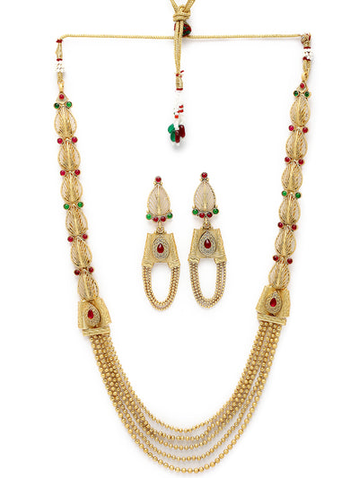 Sukkhi Intriguing Gold Plated Rani Haar Long Kundan Studded Matinee Necklace Set And Earring | Jewellery Set For Women (NS105731)