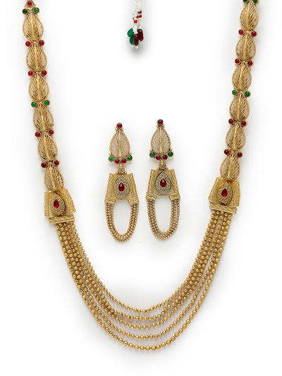 Sukkhi Intriguing Gold Plated Rani Haar Long Kundan Studded Matinee Necklace Set And Earring | Jewellery Set For Women (NS105731)