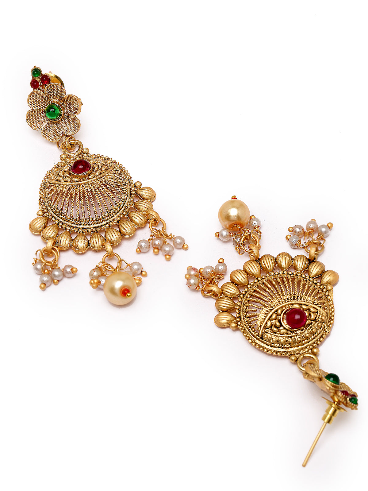 Sukkhi Ethnicfloral Gold Plated Rani Haar Long Kundan Studded Multistring Necklace Set And Earring | Jewellery Set For Women (NS105732)