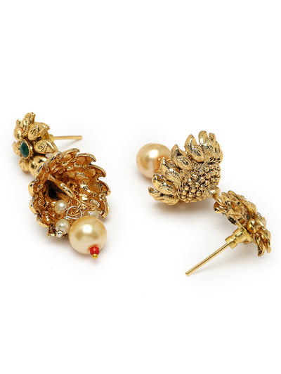 Sukkhi Inspiring Gold Plated Golden Rani Haar Long Kundan Studded Multistring Necklace Set And Earring | Jewellery Set For Women (NS105736)