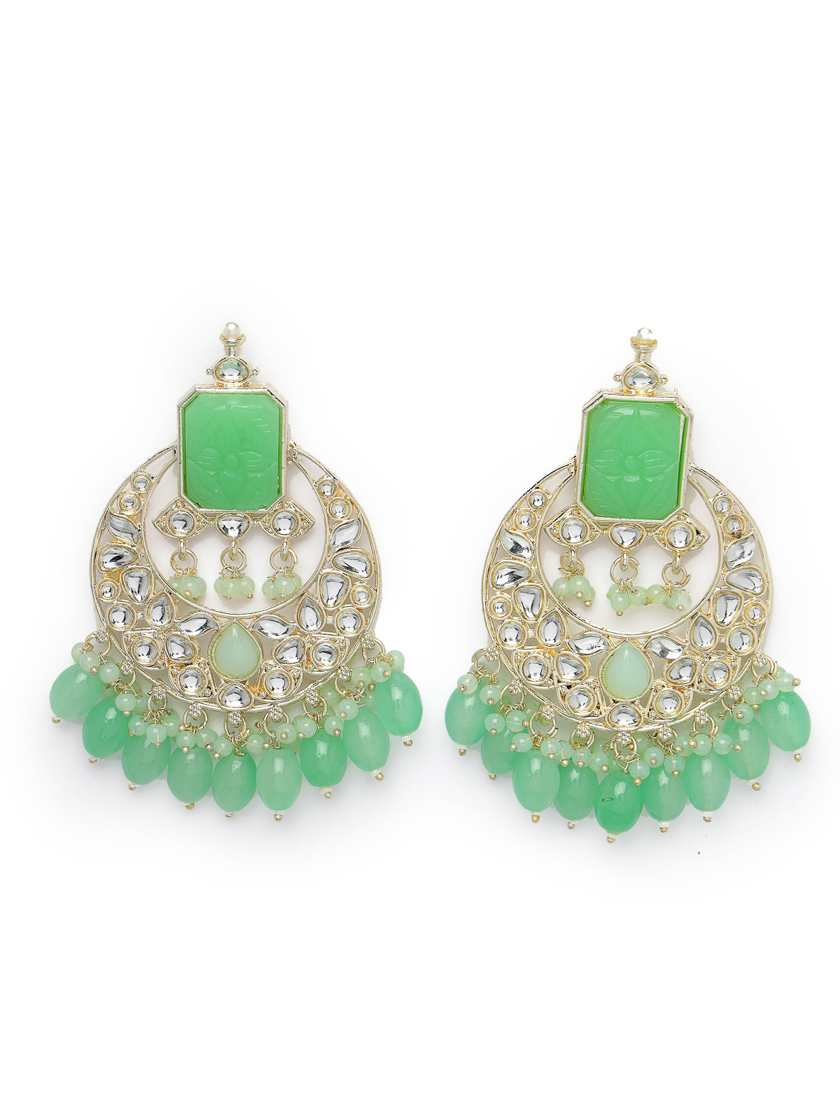 Studio Sukkhi High-fashion Gold Plated Mint Green Beads Choker Necklace Set For Women NS105799
