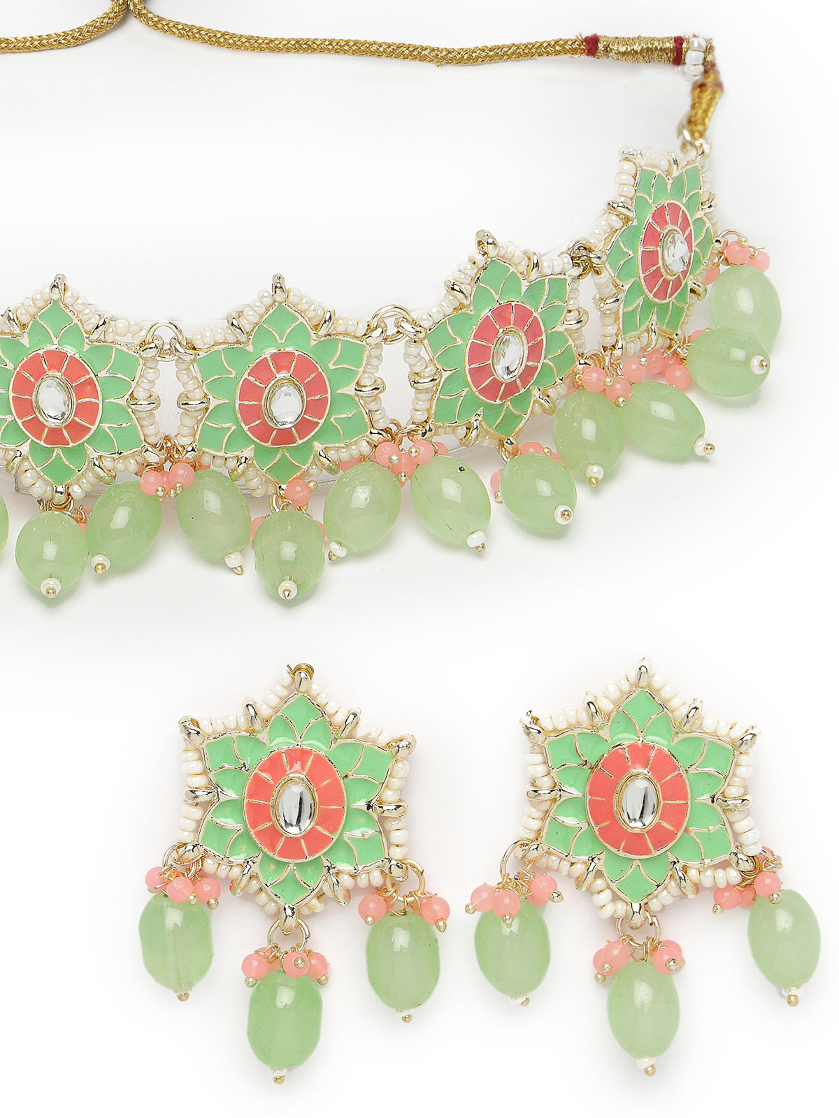 Studio Sukkhi Attractive Gold Plated Meenakari Cascading Waterfall Beads Necklace Set for Women NS105801