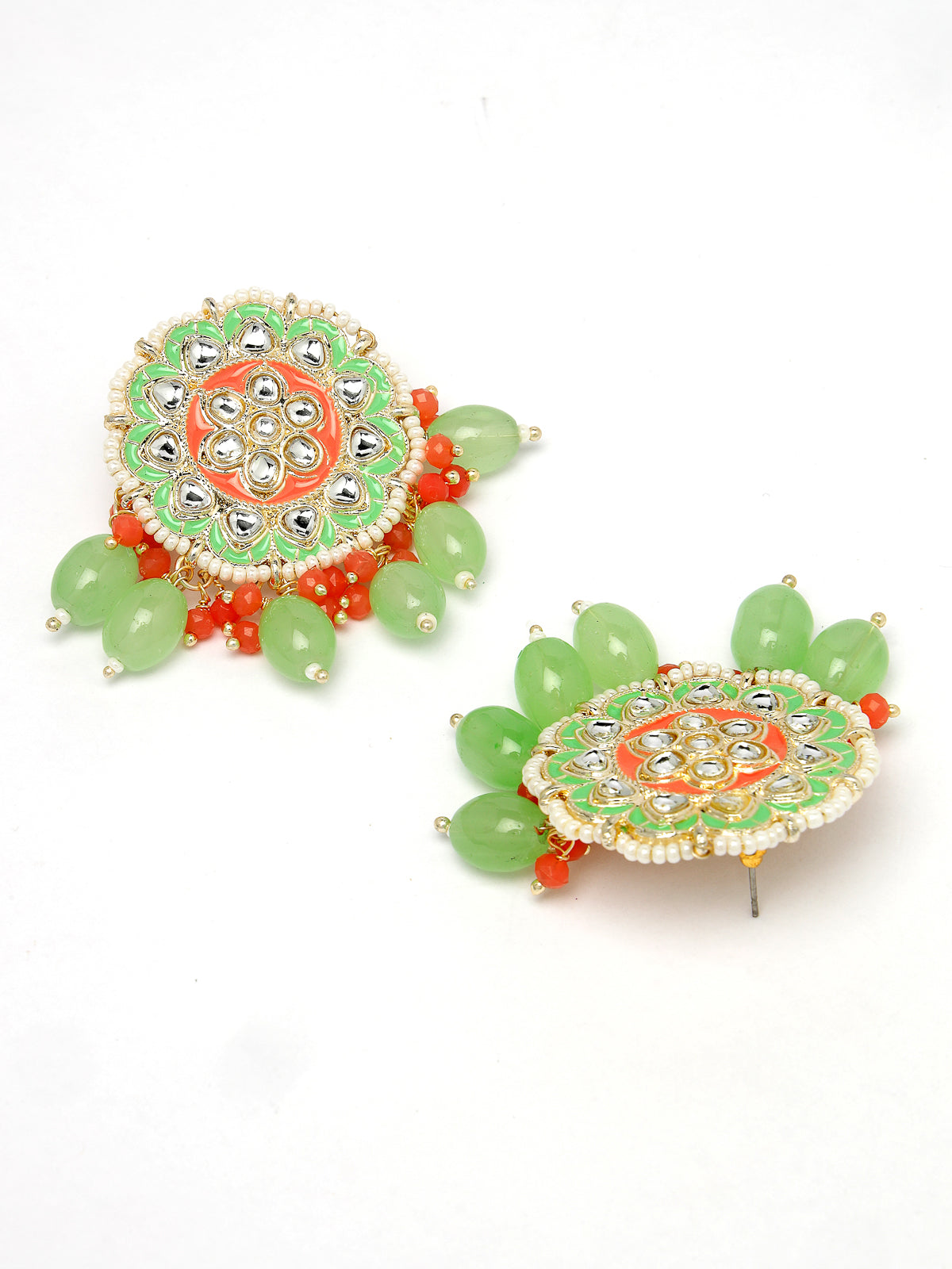 Studio Sukkhi Flawless Gold Plated Mint Green & Red Beads Beads Cluster Drops Kundan Choker Necklace Earring Set For Women NS105804