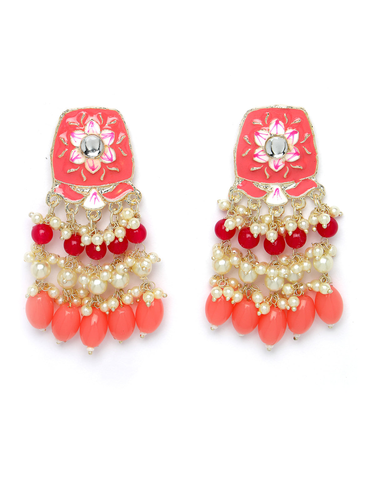 Studio Sukkhi Pleasing Gold Plated Pink & Peach Enamel Choker Necklace Set For Women NS105807