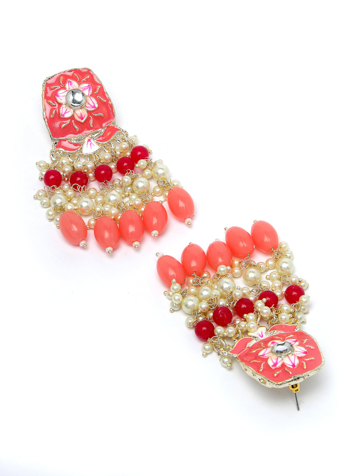 Studio Sukkhi Pleasing Gold Plated Pink & Peach Enamel Choker Necklace Set For Women NS105807