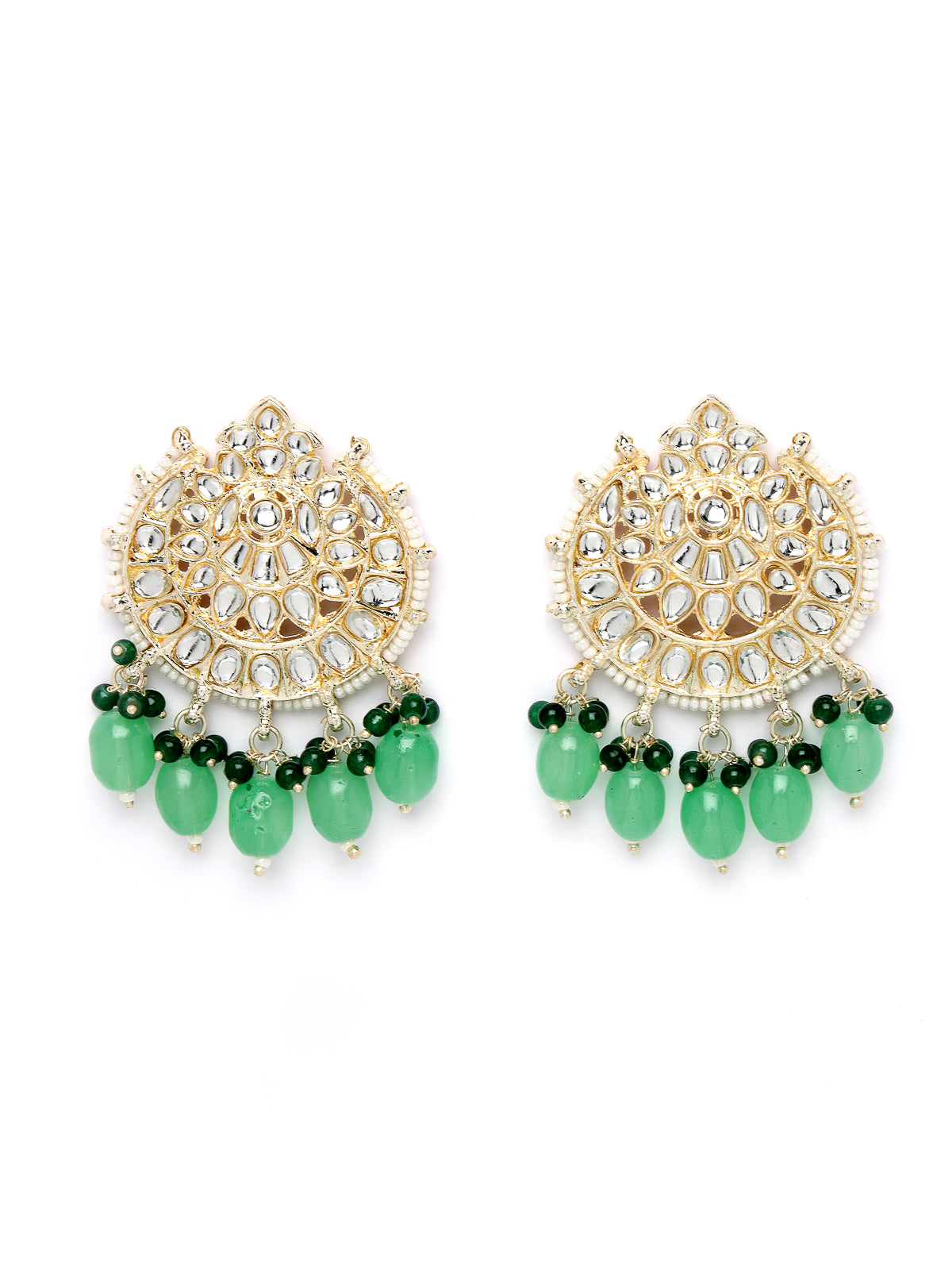 Studio Sukkhi Easy Gold Plated Green Kundan & Beads Choker Necklace Set For Women NS105811