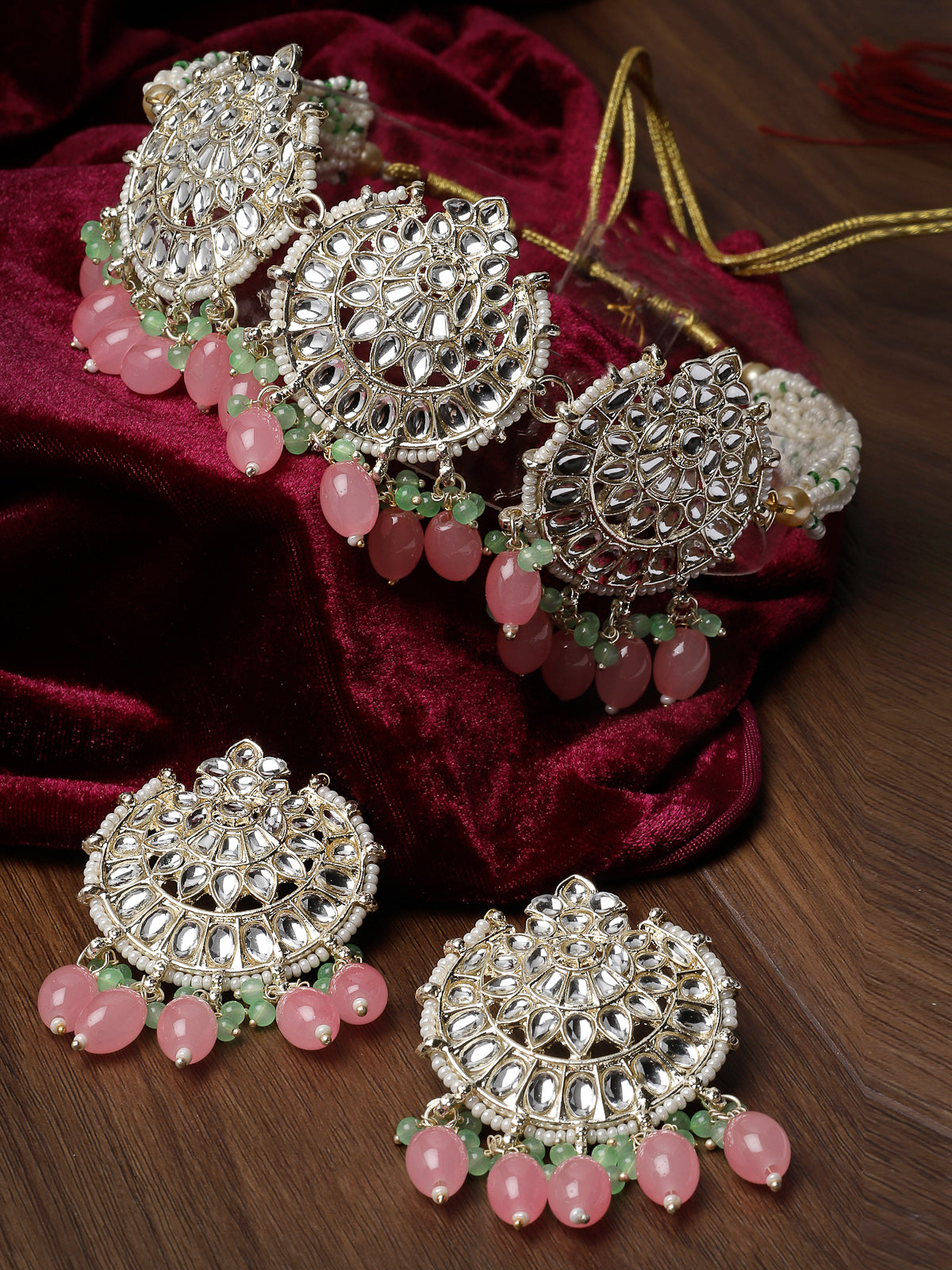 Studio Sukkhi Glam Gold Plated Pink Kundan & Beads Choker Necklace Set For Women NS105812