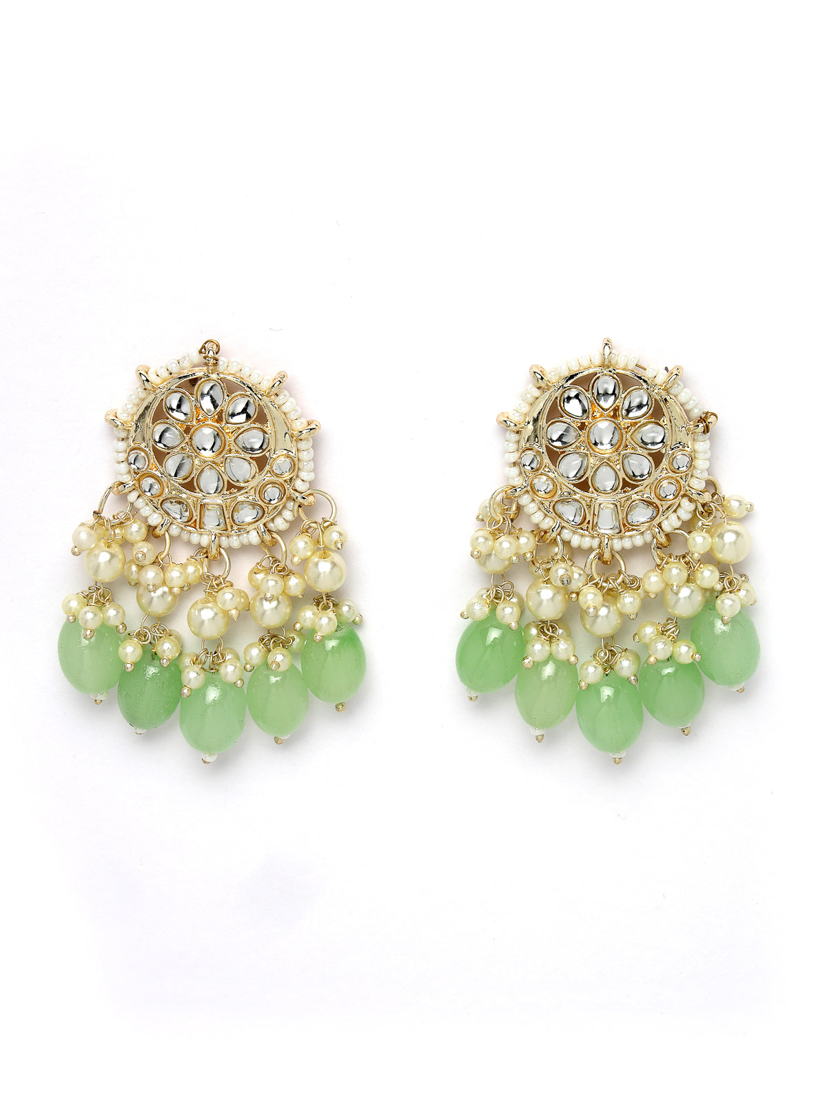 Studio Sukkhi Artisanal Gold Plated Mint Green Kundan & Beads Choker Necklace Set For Women NS105813