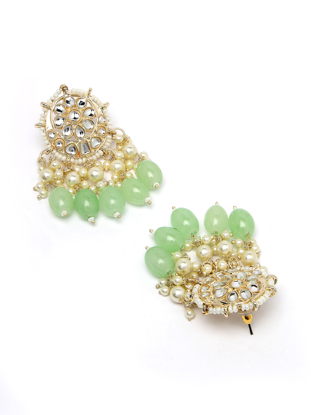 Studio Sukkhi Artisanal Gold Plated Mint Green Kundan & Beads Choker Necklace Set For Women NS105813