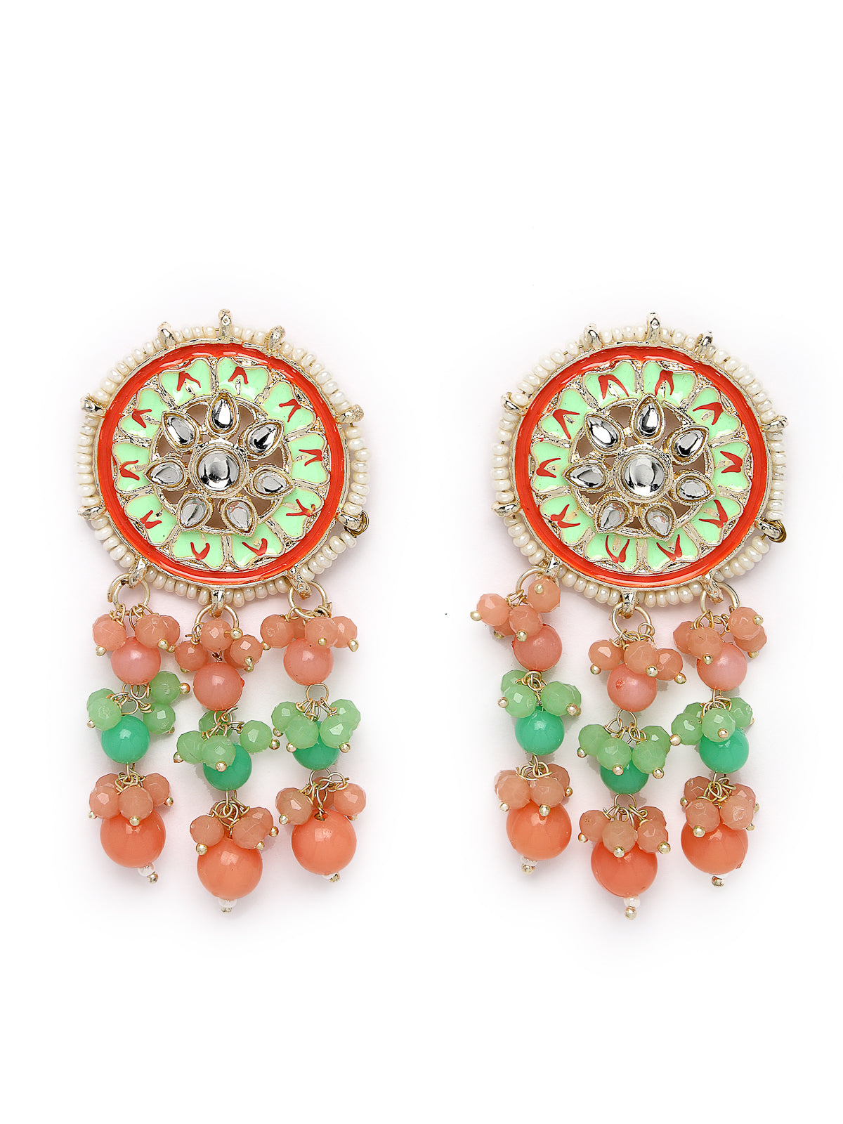 Studio Sukkhi Alluring Gold Plated Mint Green & Pink Kundan & Beads Choker Necklace Set For Women NS105815